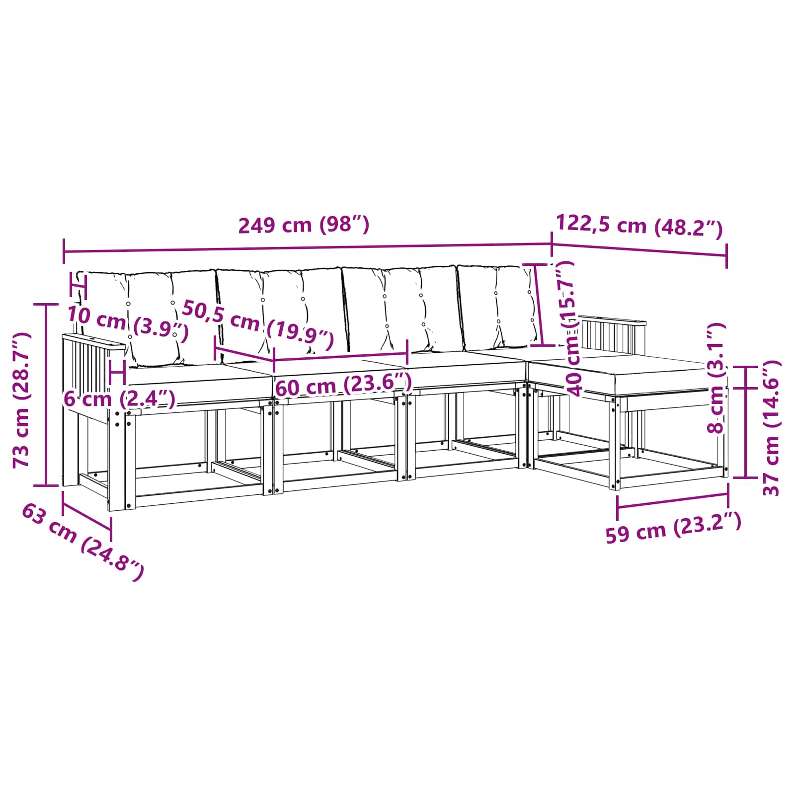 Buiten bankenset met kussen 5 pcs Natuurlijk en Beige is nu te koop bij PeponiXL, paradijselijk wonen!