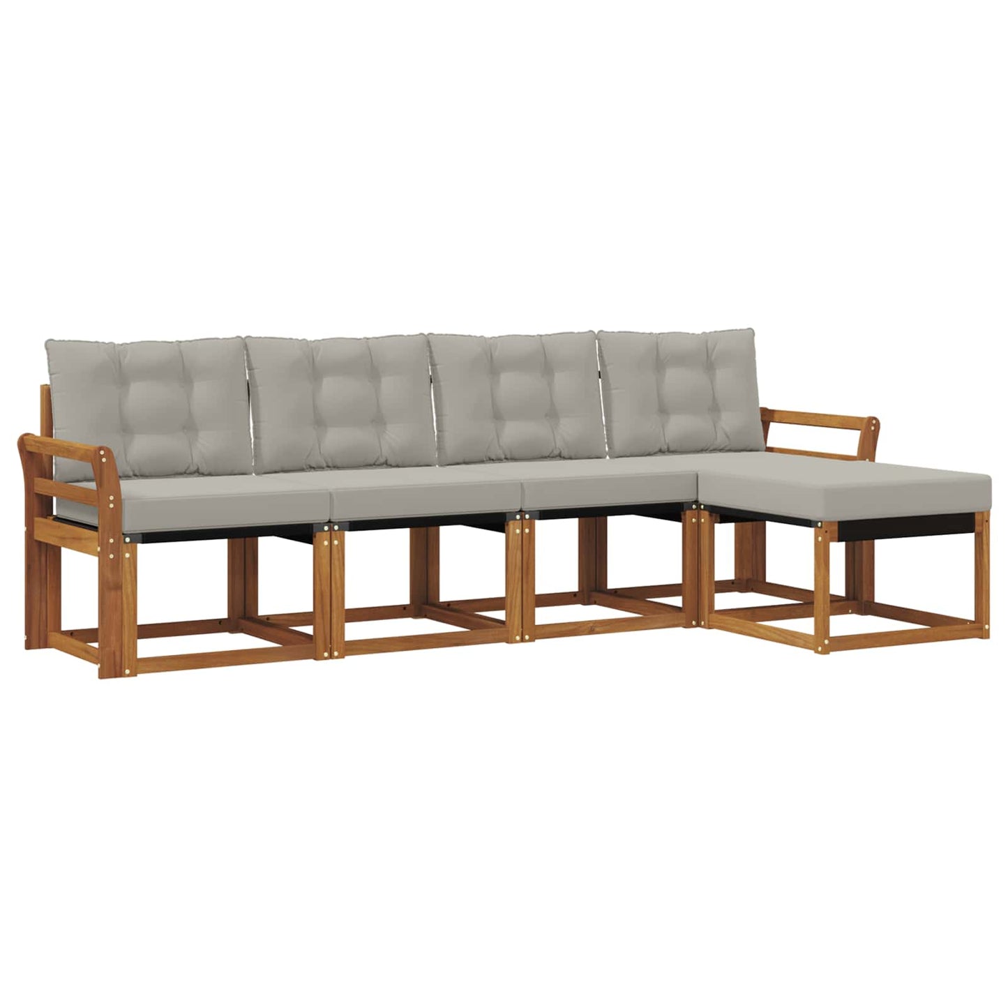 Buiten bankenset met kussen 5 pcs Natuurlijk en Lichtgrijs is nu te koop bij PeponiXL, paradijselijk wonen!