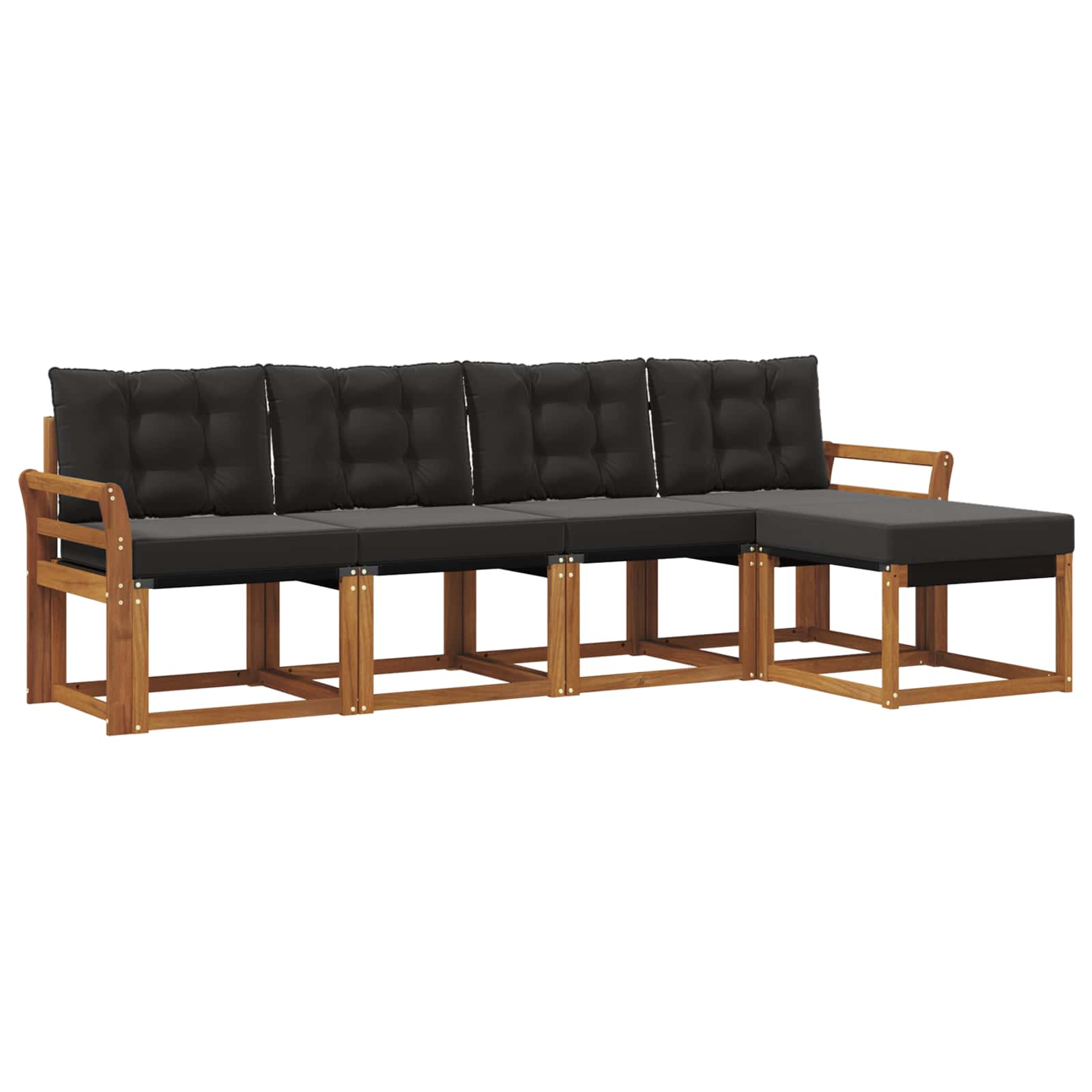 Buiten bankenset met kussen 5 pcs Natuurlijk en Zwart is nu te koop bij PeponiXL, paradijselijk wonen!