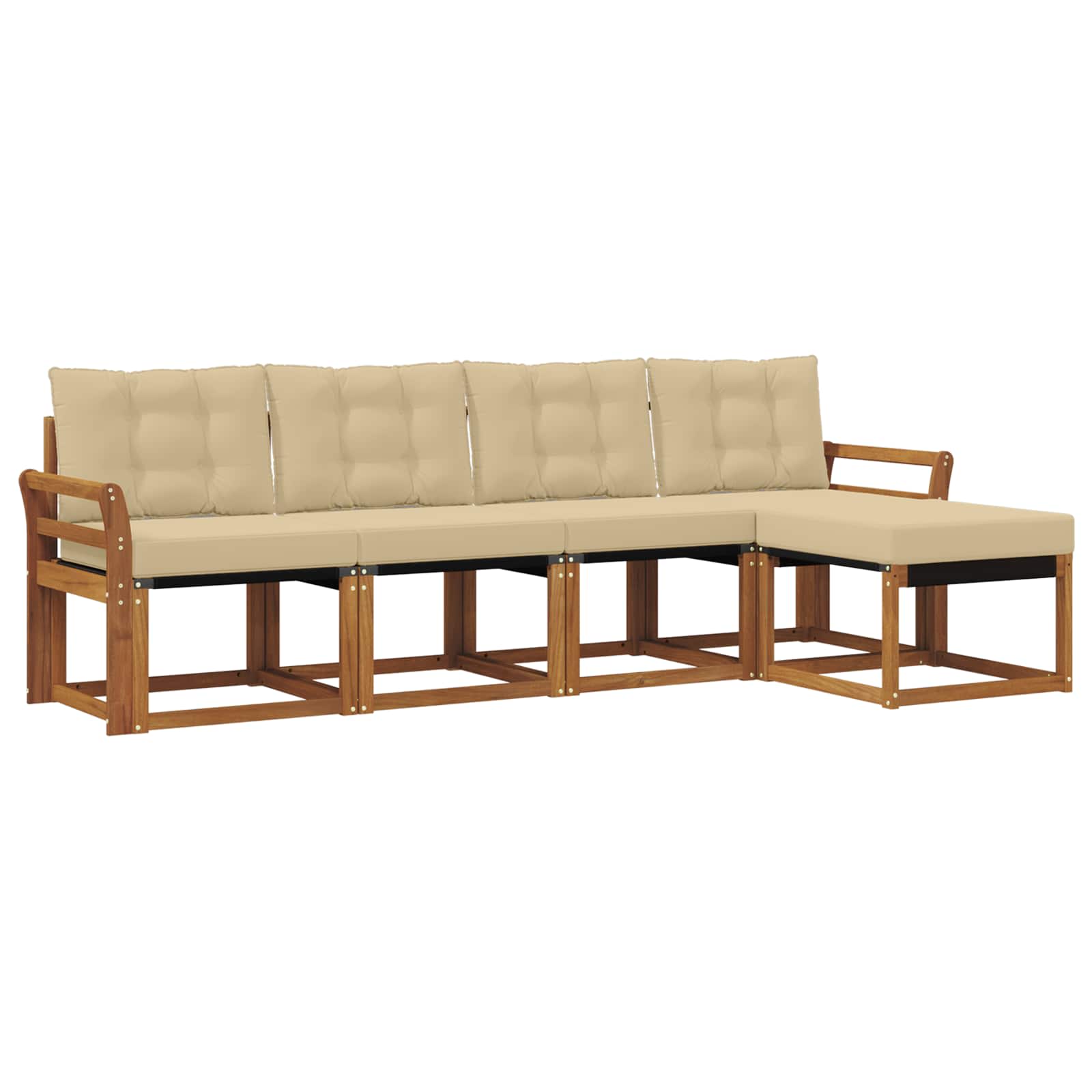 Buiten bankenset met kussen 5 pcs Natuurlijk en Beige is nu te koop bij PeponiXL, paradijselijk wonen!