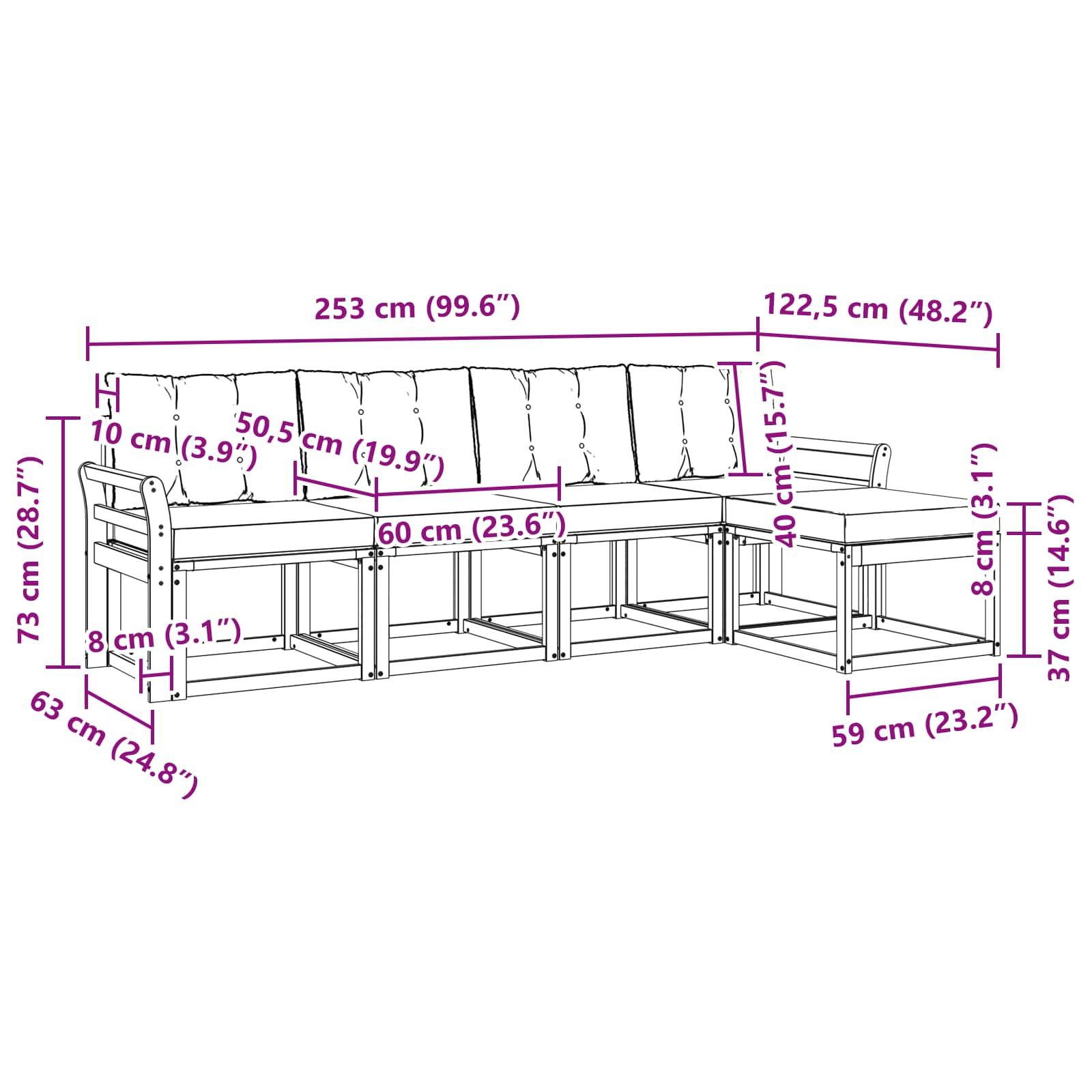 Buiten bankenset met kussen 5 pcs Natuurlijk en Beige is nu te koop bij PeponiXL, paradijselijk wonen!