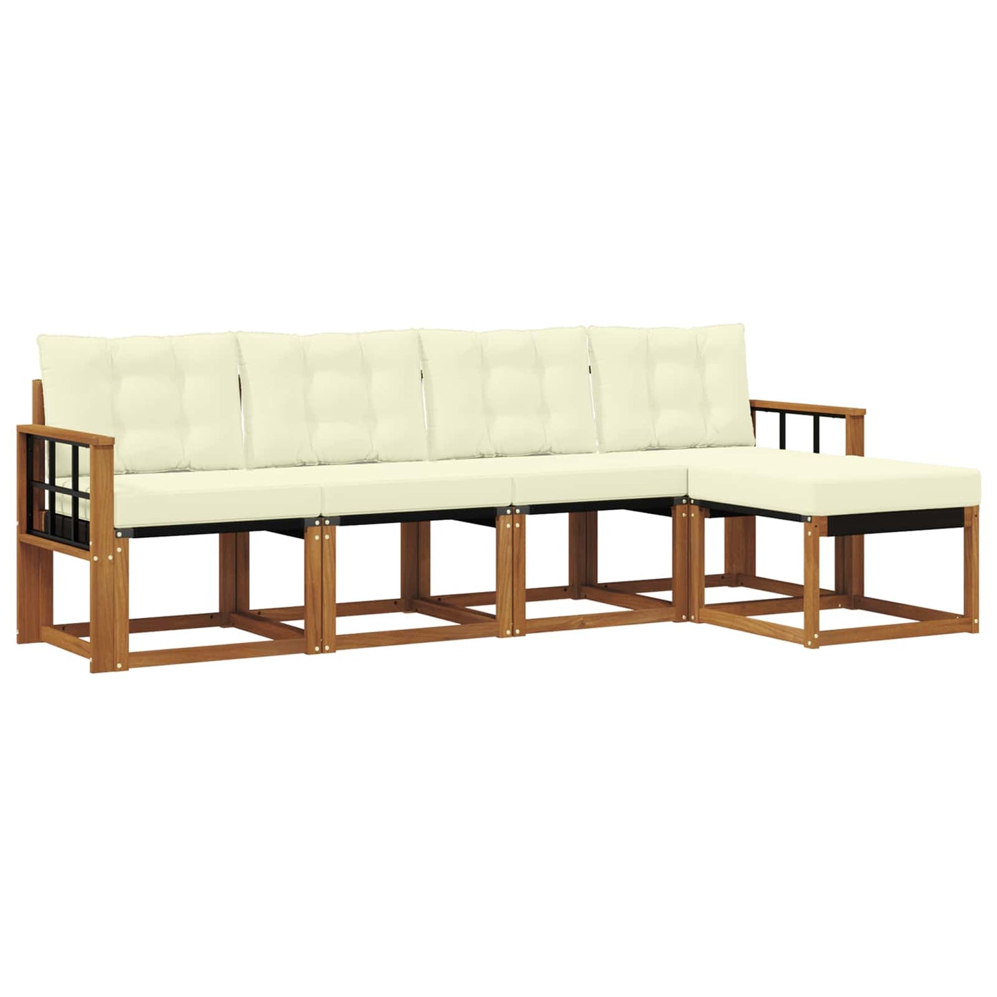 Buiten bankenset met kussen 5 pcs Natuurlijk en Crème is nu te koop bij PeponiXL, paradijselijk wonen!