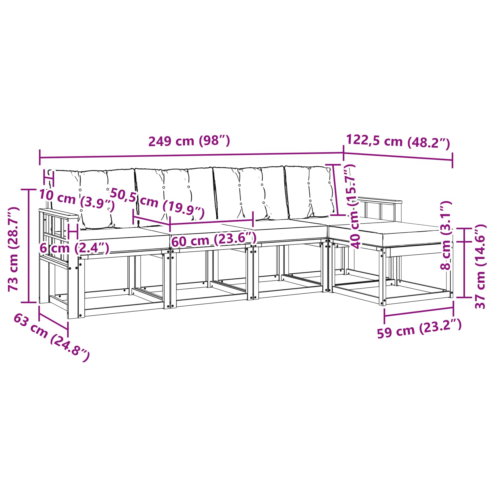 Buiten bankenset met kussen 5 pcs Natuurlijk en Lichtgrijs is nu te koop bij PeponiXL, paradijselijk wonen!