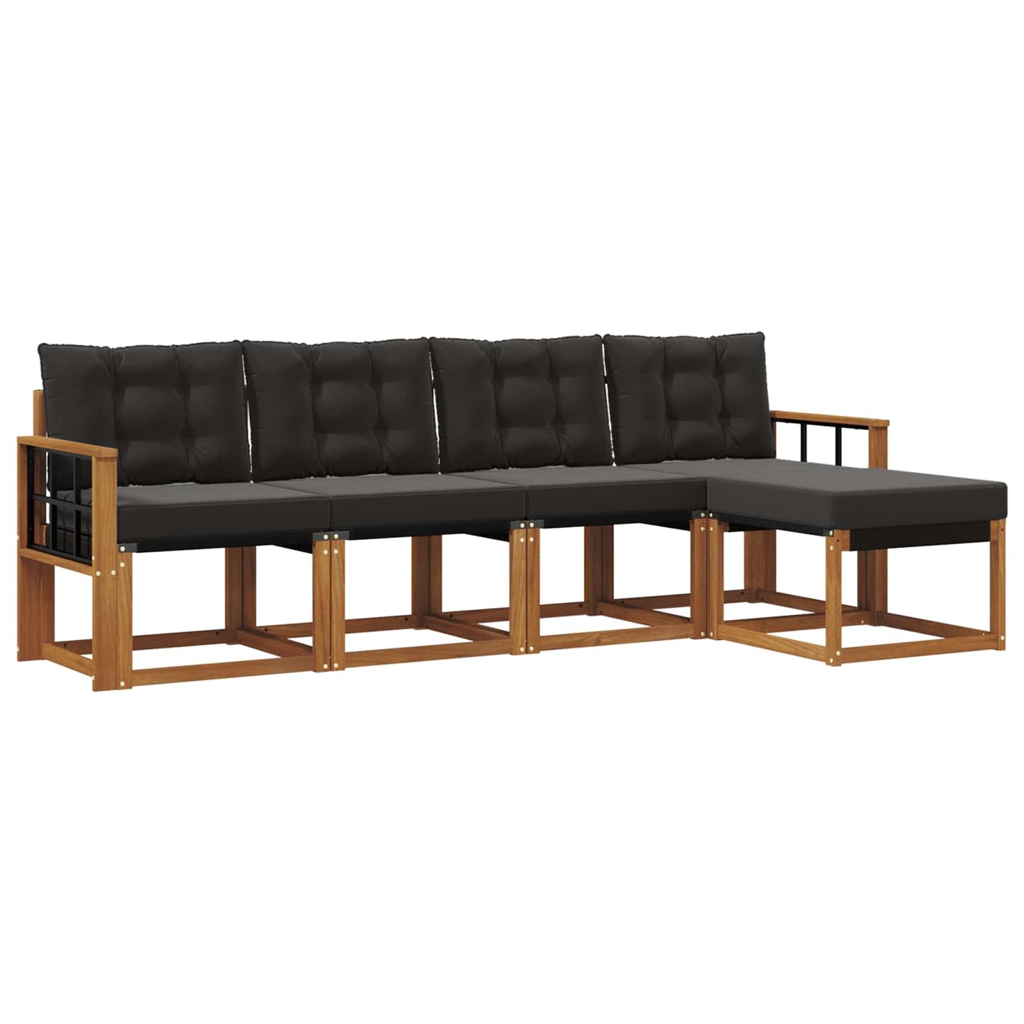 Buiten bankenset met kussen 5 pcs Natuurlijk en Zwart is nu te koop bij PeponiXL, paradijselijk wonen!