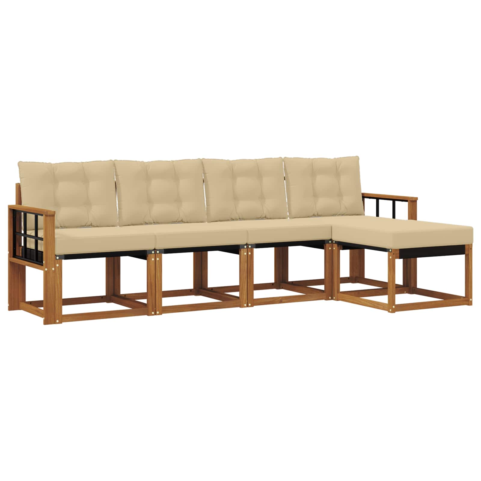 Buiten bankenset met kussen 5 pcs Natuurlijk en Beige is nu te koop bij PeponiXL, paradijselijk wonen!