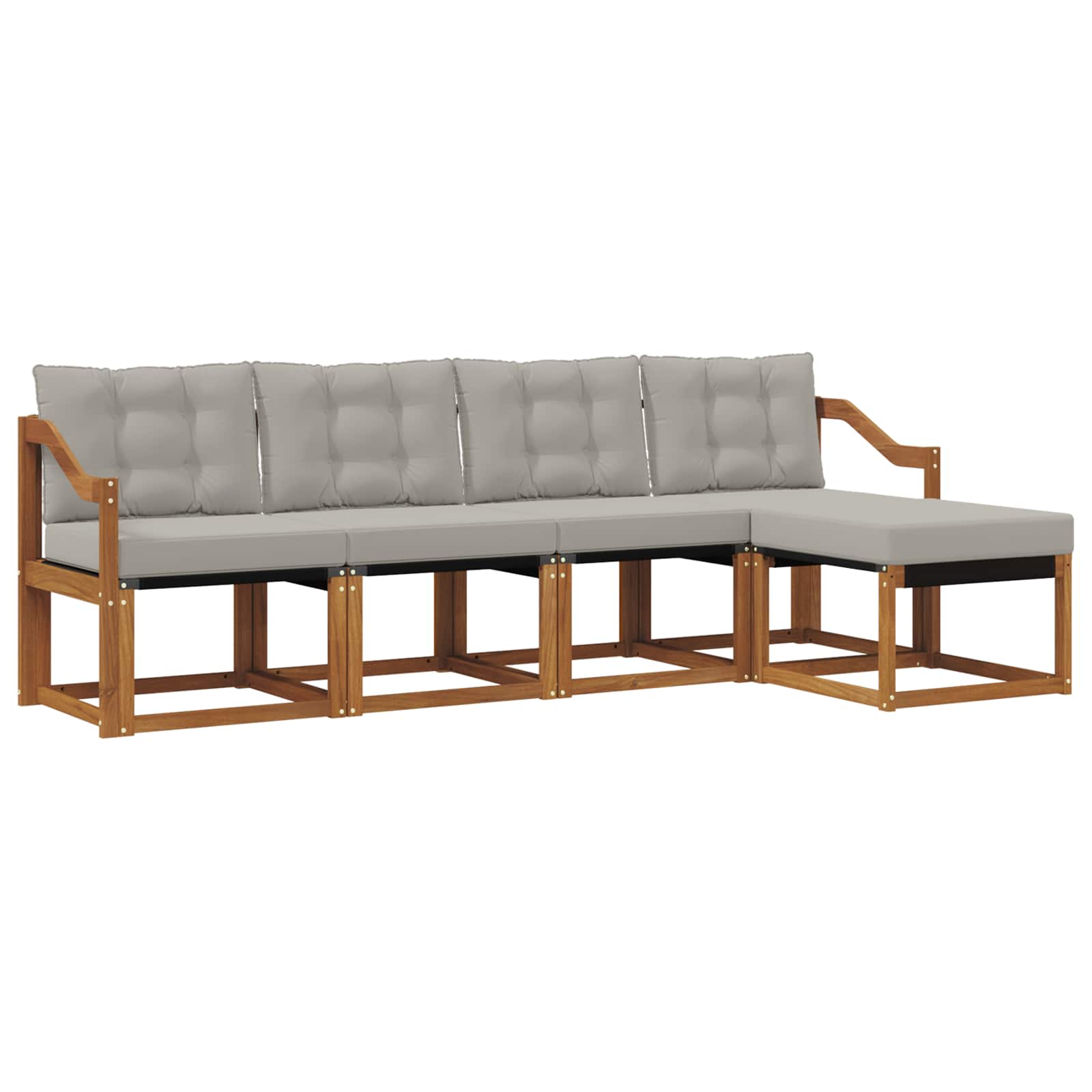Buiten bankenset met kussen 5 pcs Natuurlijk en Lichtgrijs is nu te koop bij PeponiXL, paradijselijk wonen!