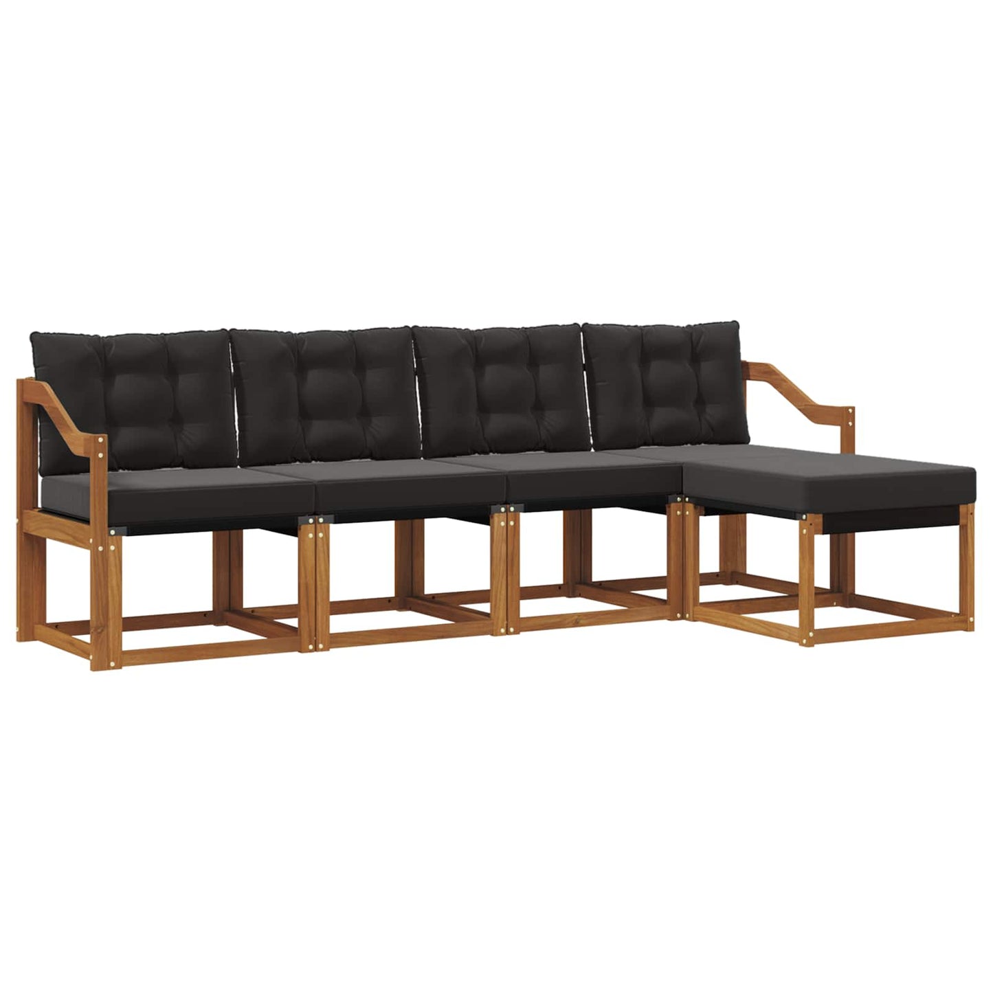 Buiten bankenset met kussen 5 pcs Natuurlijk en Zwart is nu te koop bij PeponiXL, paradijselijk wonen!