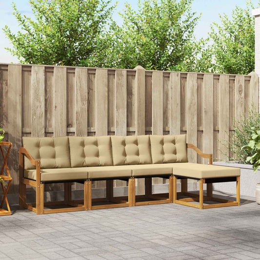 Buiten bankenset met kussen 5 pcs Natuurlijk en Beige is nu te koop bij PeponiXL, paradijselijk wonen!