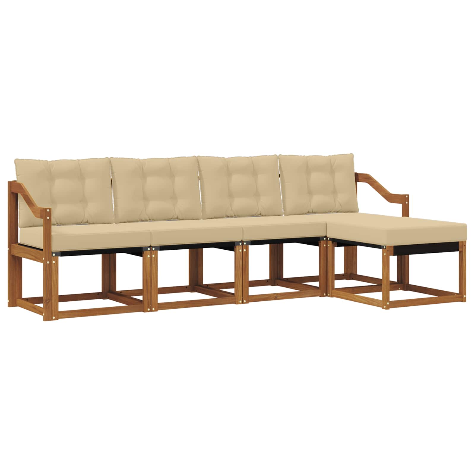 Buiten bankenset met kussen 5 pcs Natuurlijk en Beige is nu te koop bij PeponiXL, paradijselijk wonen!