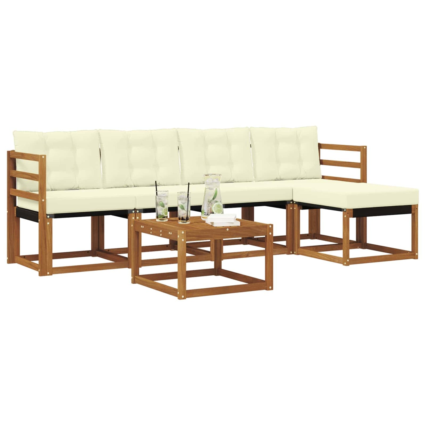 Buiten bankenset met kussen 6 pcs Natuurlijk en Crème is nu te koop bij PeponiXL, paradijselijk wonen!