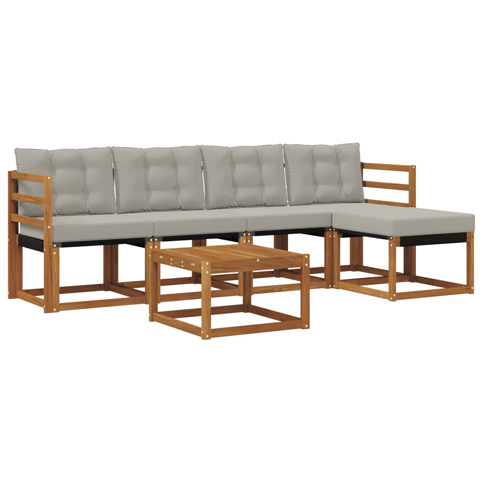 Buiten bankenset met kussen 6 pcs Natuurlijk en Lichtgrijs is nu te koop bij PeponiXL, paradijselijk wonen!