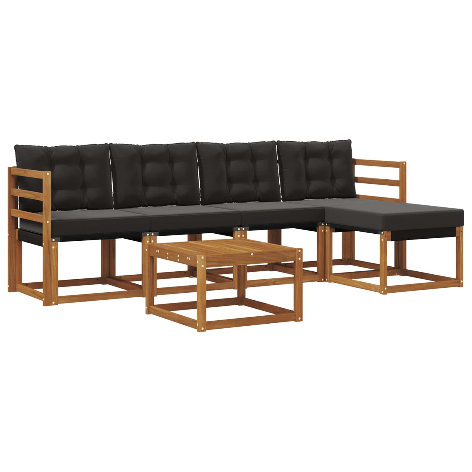 Buiten bankenset met kussen 6 pcs Natuurlijk en Zwart is nu te koop bij PeponiXL, paradijselijk wonen!