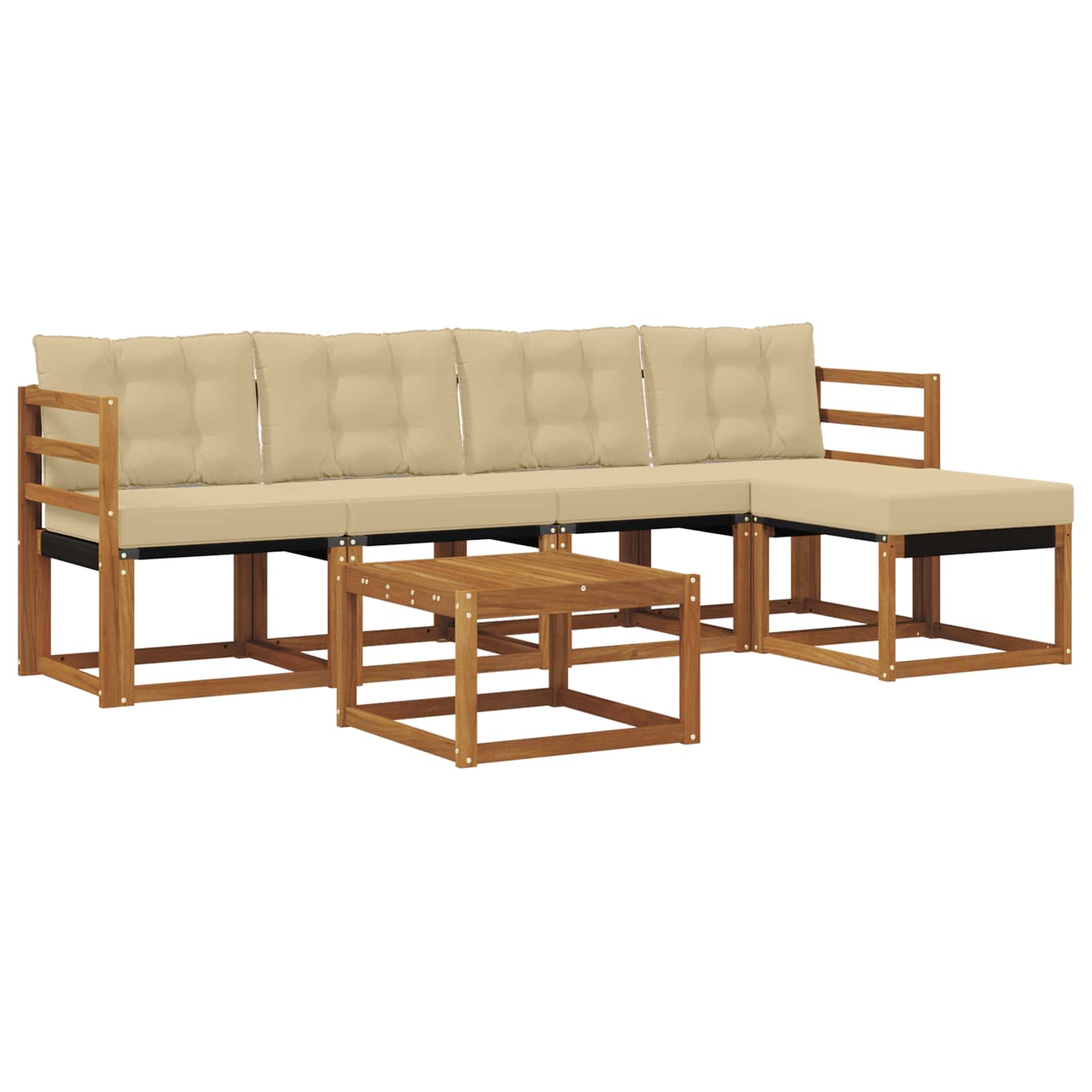 Buiten bankenset met kussen 6 pcs Natuurlijk en Beige is nu te koop bij PeponiXL, paradijselijk wonen!