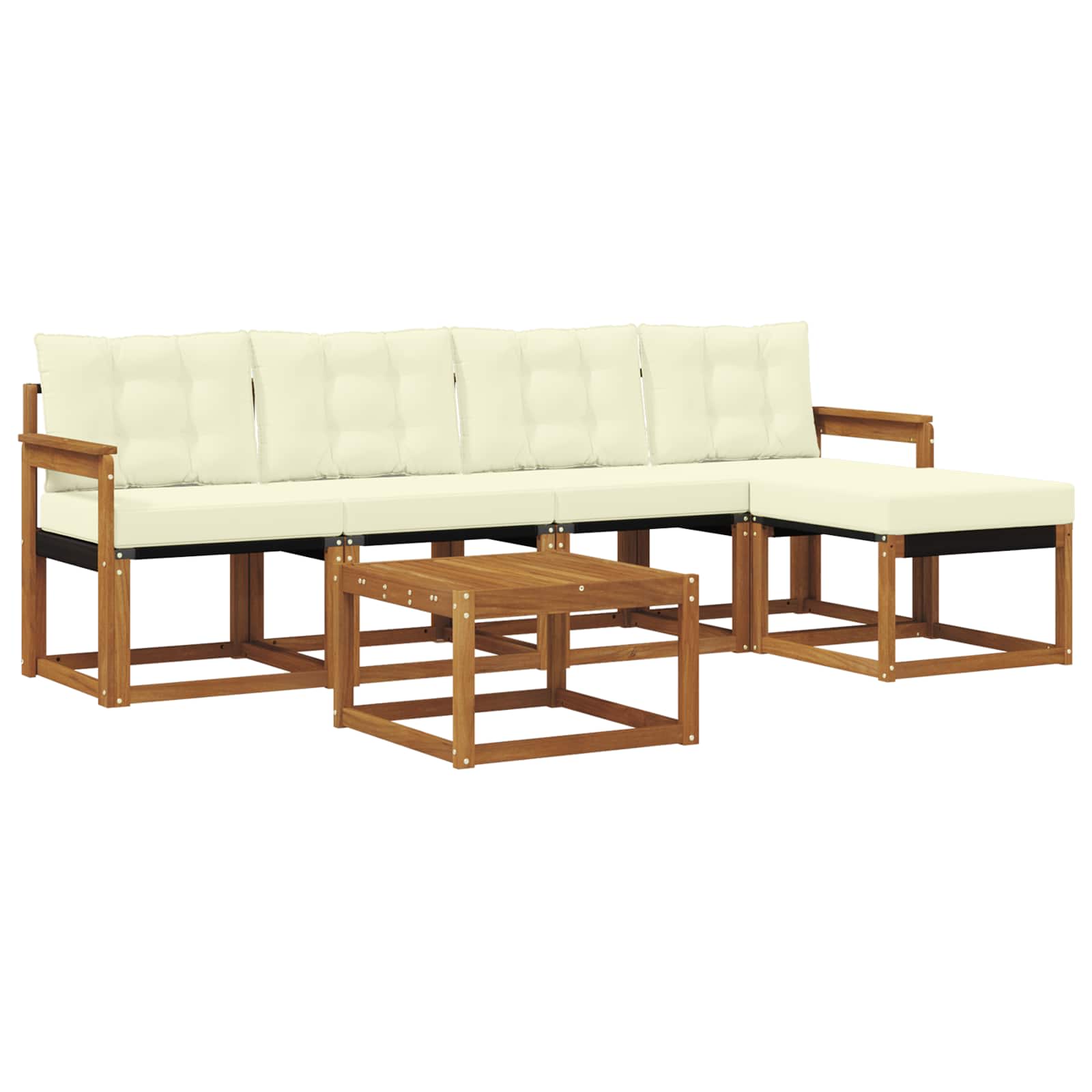 Buiten bankenset met kussen 6 pcs Natuurlijk en Crème is nu te koop bij PeponiXL, paradijselijk wonen!