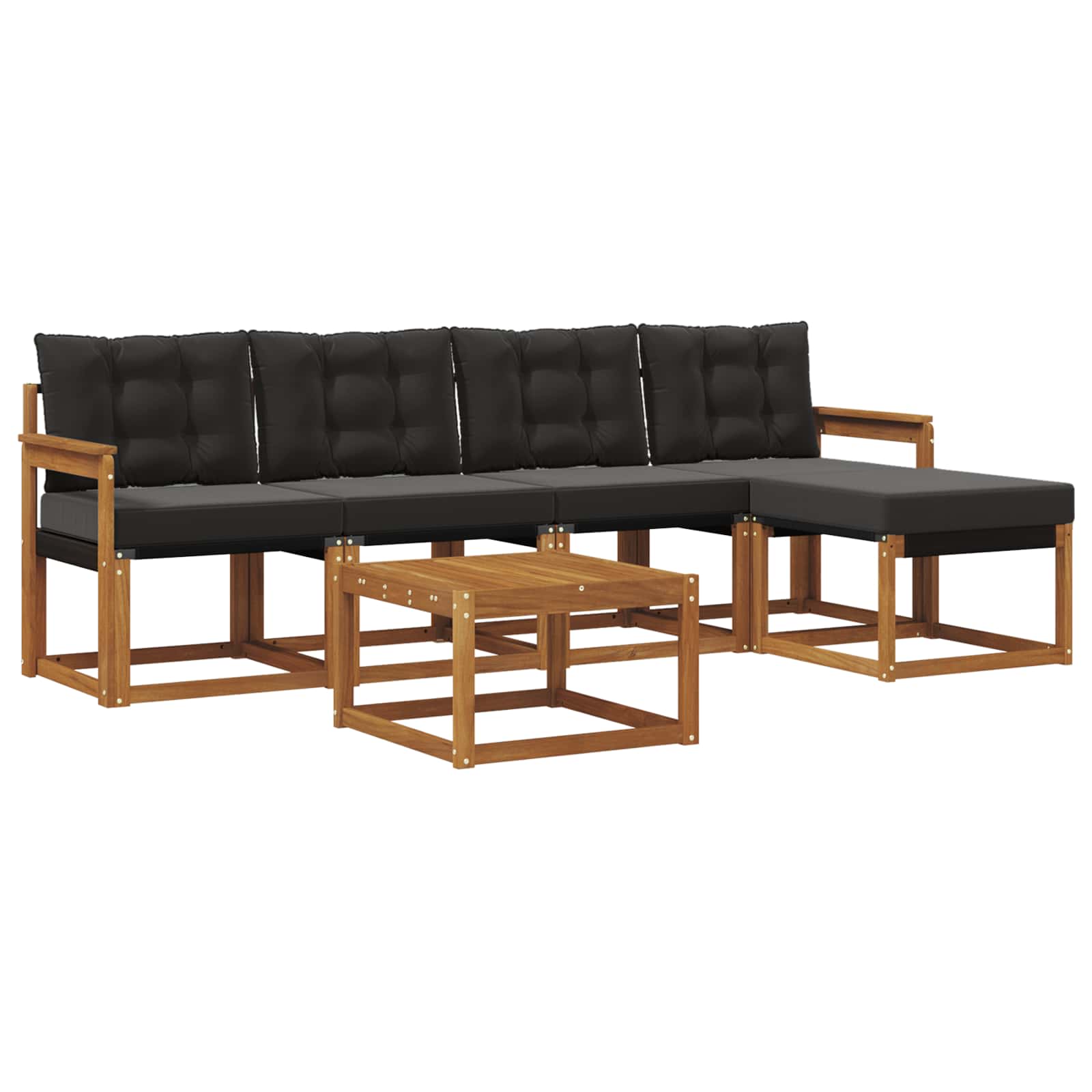 Buiten bankenset met kussen 6 pcs Natuurlijk en Zwart is nu te koop bij PeponiXL, paradijselijk wonen!