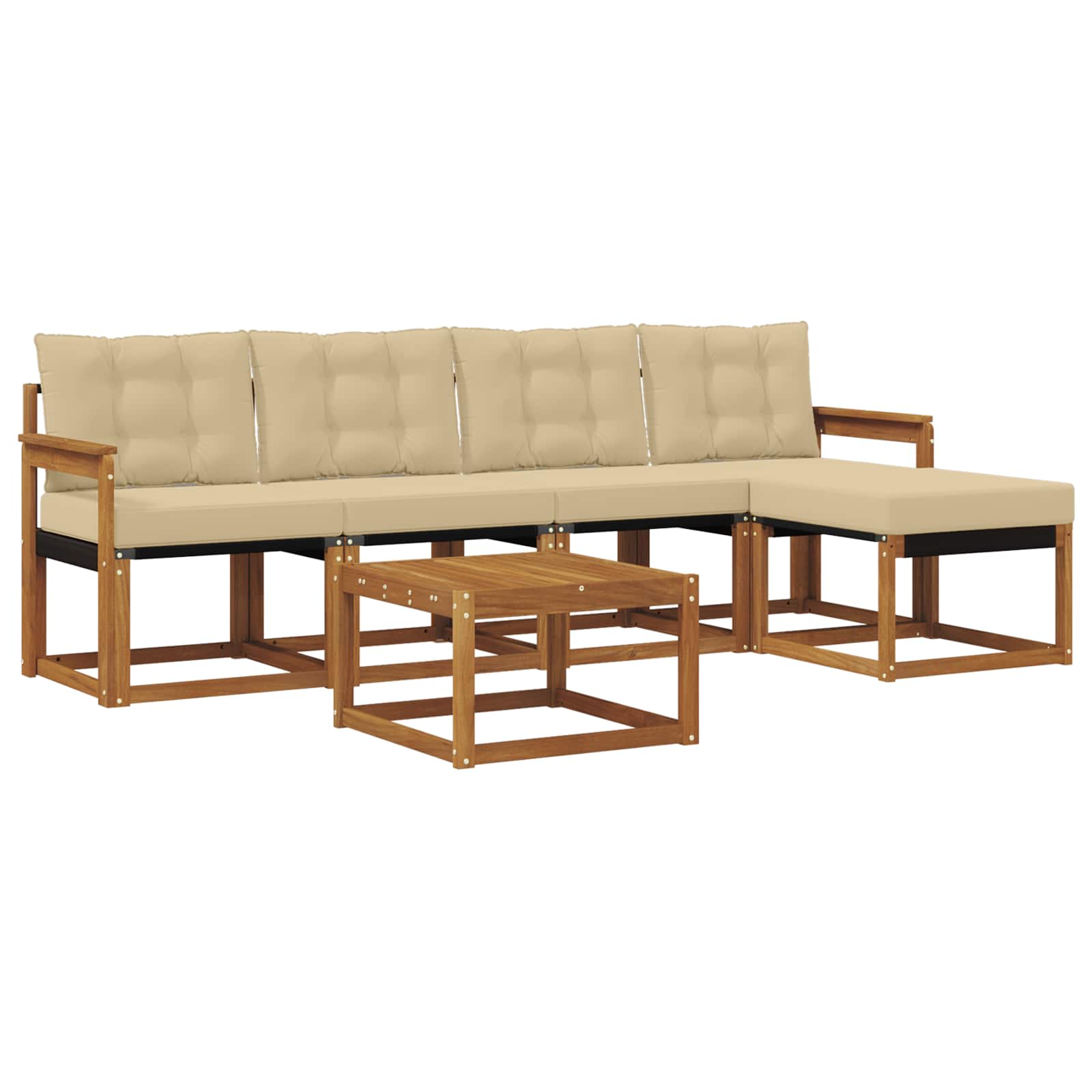 Buiten bankenset met kussen 6 pcs Natuurlijk en Beige is nu te koop bij PeponiXL, paradijselijk wonen!