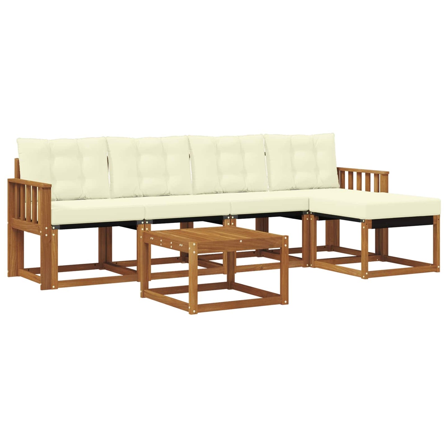 Buiten bankenset met kussen 6 pcs Natuurlijk en Crème is nu te koop bij PeponiXL, paradijselijk wonen!