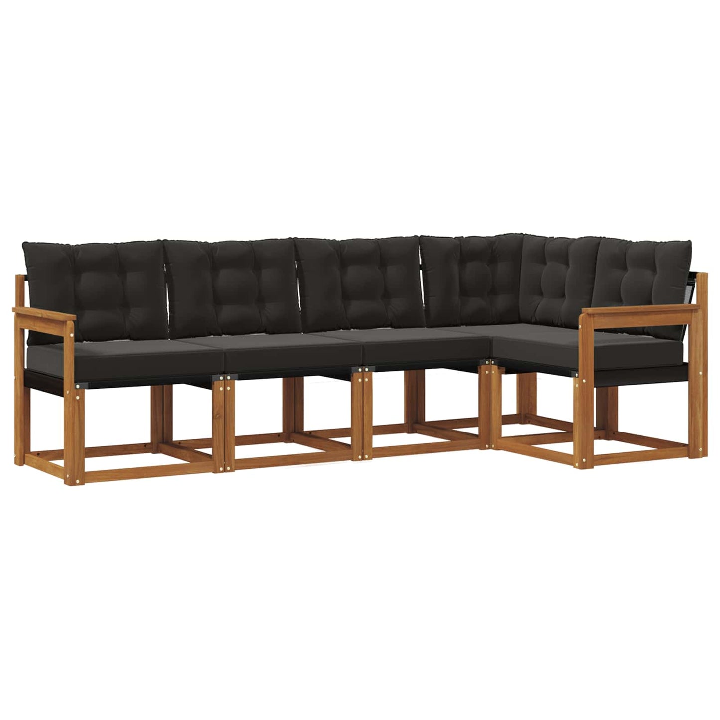 Buiten bankenset met kussen 5 pcs Natuurlijk en Zwart is nu te koop bij PeponiXL, paradijselijk wonen!