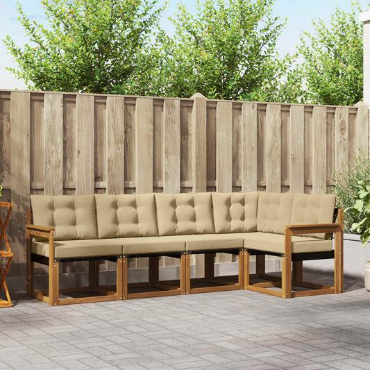Buiten bankenset met kussen 5 pcs Natuurlijk en Beige is nu te koop bij PeponiXL, paradijselijk wonen!