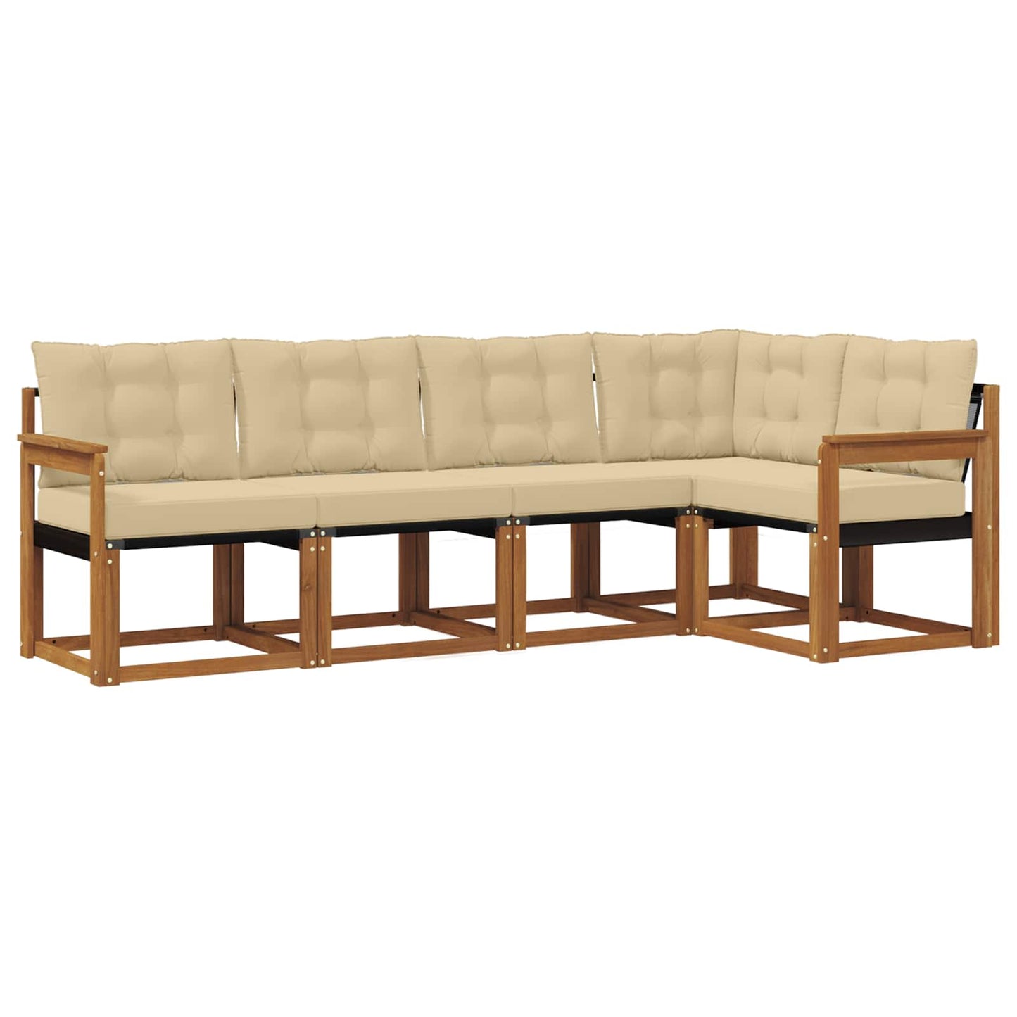 Buiten bankenset met kussen 5 pcs Natuurlijk en Beige is nu te koop bij PeponiXL, paradijselijk wonen!