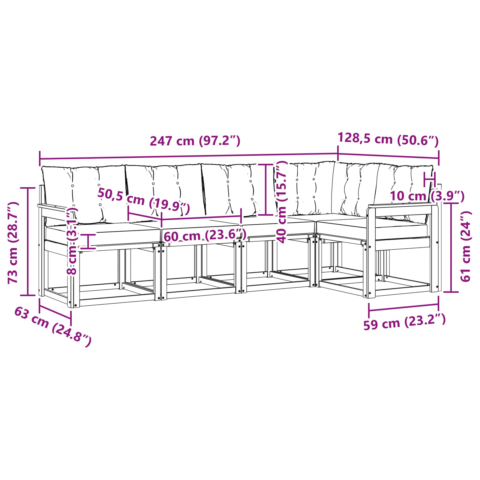 Buiten bankenset met kussen 5 pcs Natuurlijk en Beige is nu te koop bij PeponiXL, paradijselijk wonen!