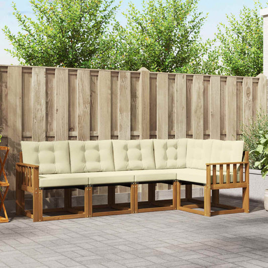 Buiten bankenset met kussen 5 pcs Natuurlijk en Crème is nu te koop bij PeponiXL, paradijselijk wonen!