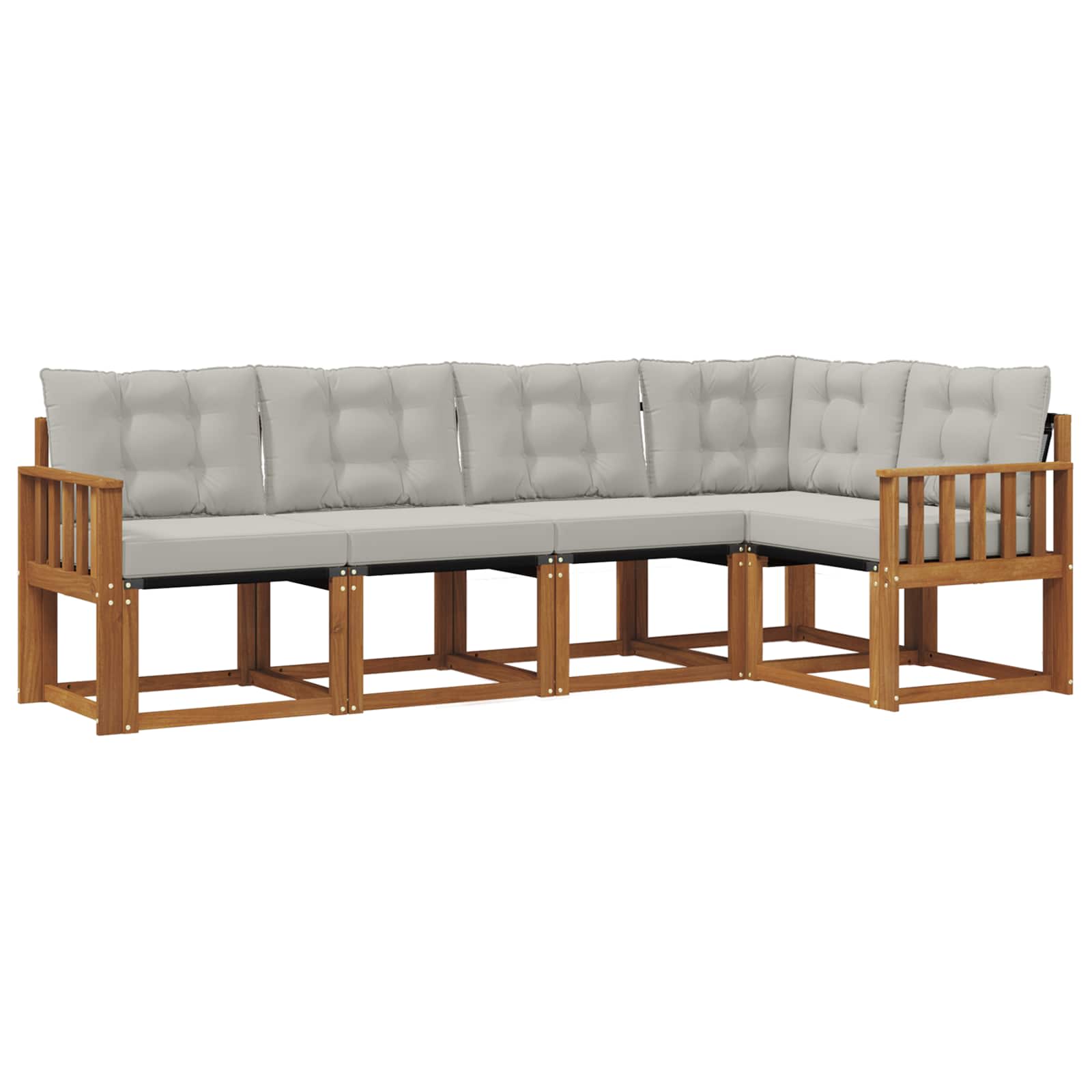 Buiten bankenset met kussen 5 pcs Natuurlijk en Lichtgrijs is nu te koop bij PeponiXL, paradijselijk wonen!