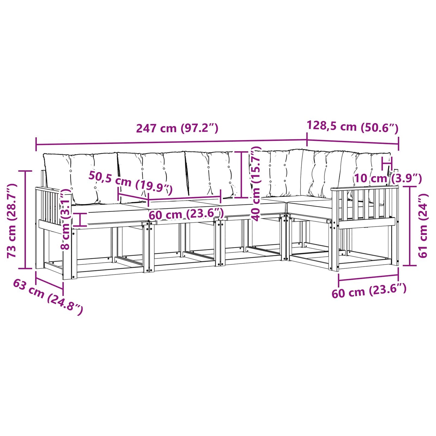 Buiten bankenset met kussen 5 pcs Natuurlijk en Lichtgrijs is nu te koop bij PeponiXL, paradijselijk wonen!
