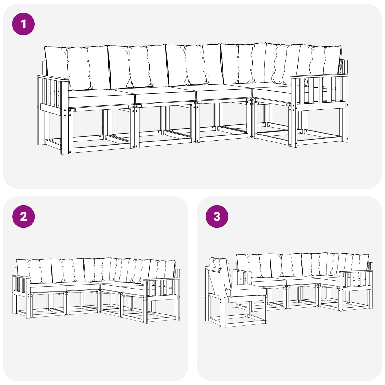 Buiten bankenset met kussen 5 pcs Natuurlijk en Lichtgrijs is nu te koop bij PeponiXL, paradijselijk wonen!