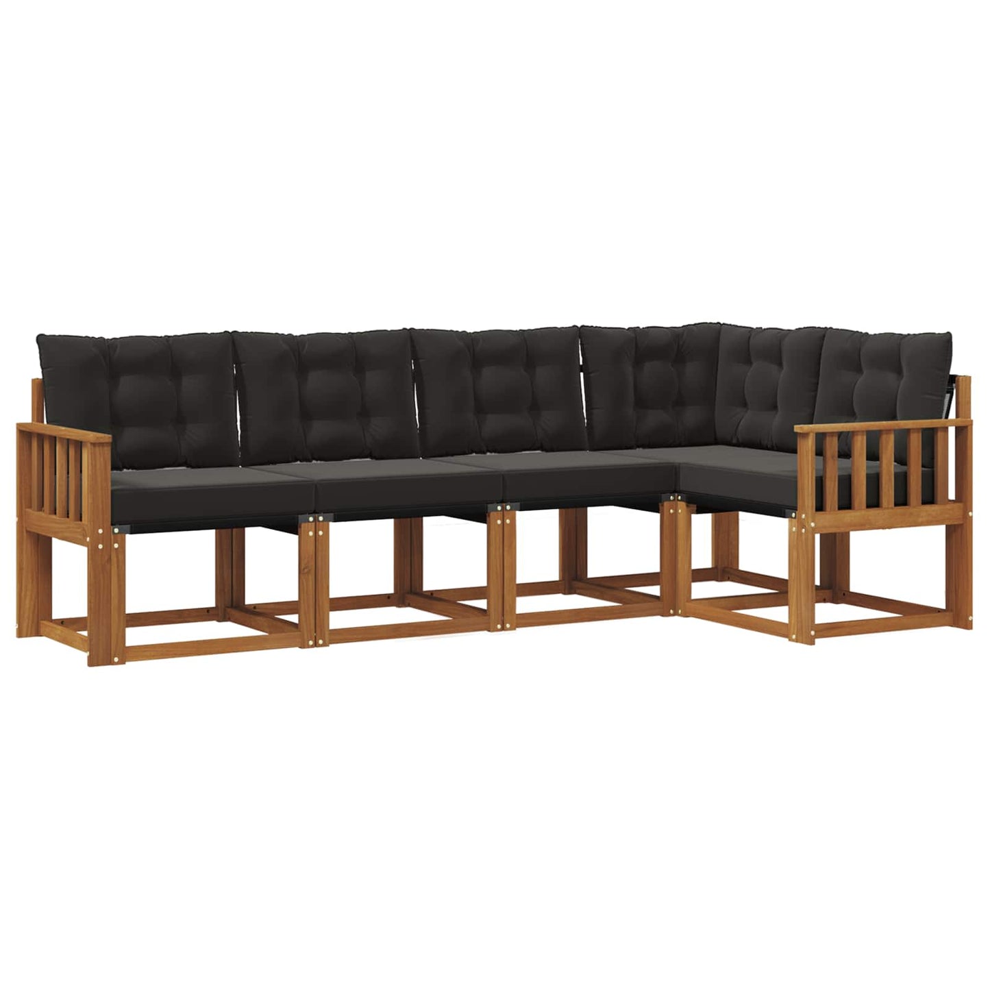 Buiten bankenset met kussen 5 pcs Natuurlijk en Zwart is nu te koop bij PeponiXL, paradijselijk wonen!