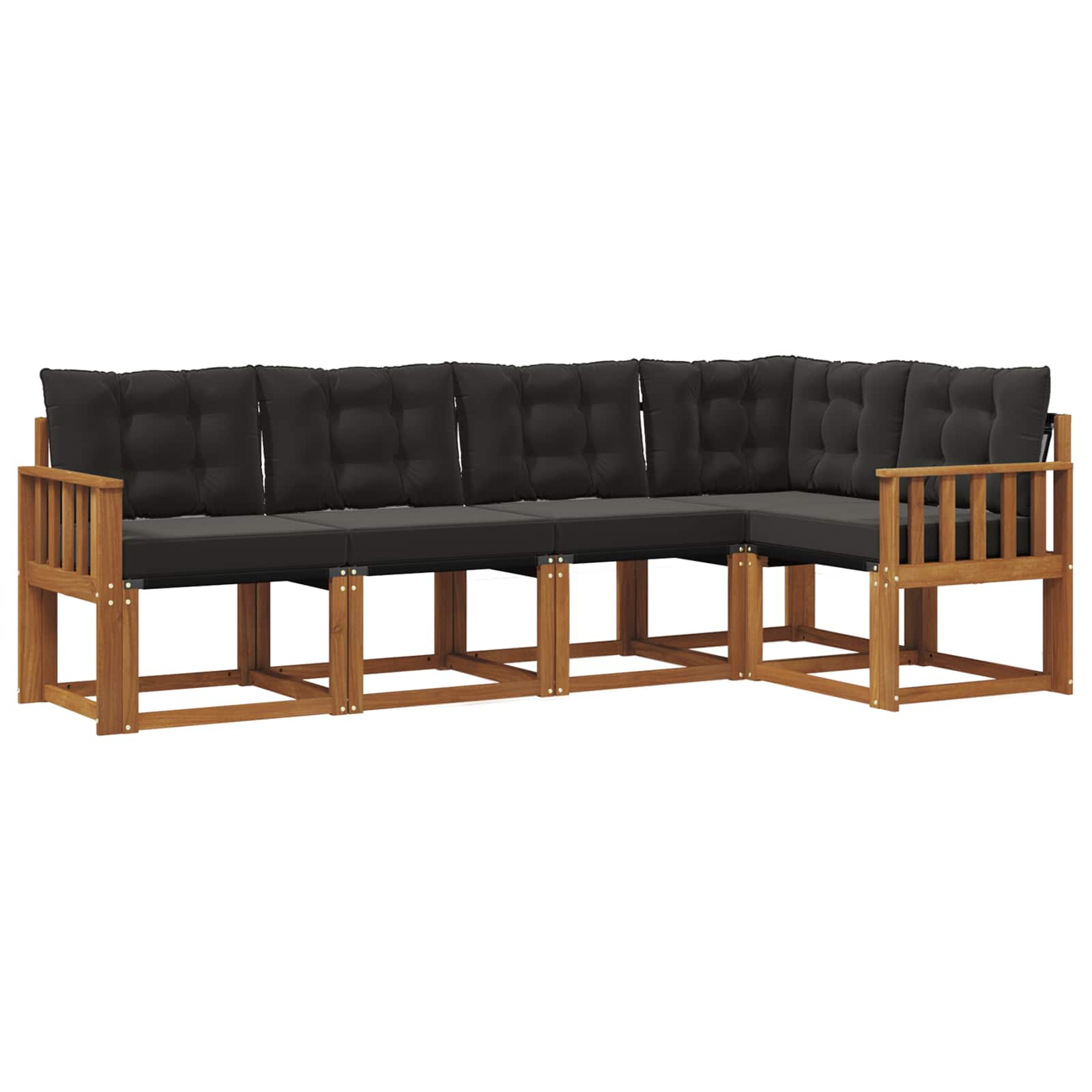 Buiten bankenset met kussen 5 pcs Natuurlijk en Zwart is nu te koop bij PeponiXL, paradijselijk wonen!