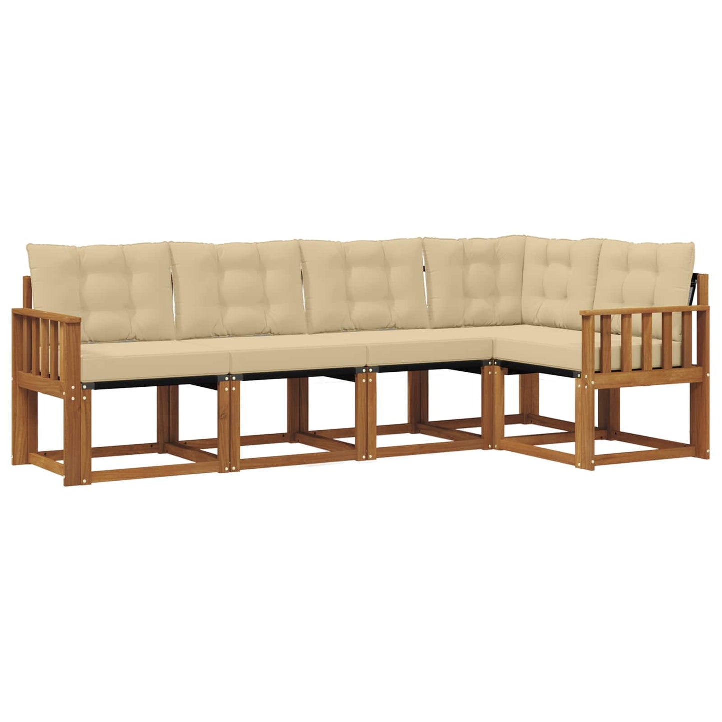 Buiten bankenset met kussen 5 pcs Natuurlijk en Beige is nu te koop bij PeponiXL, paradijselijk wonen!