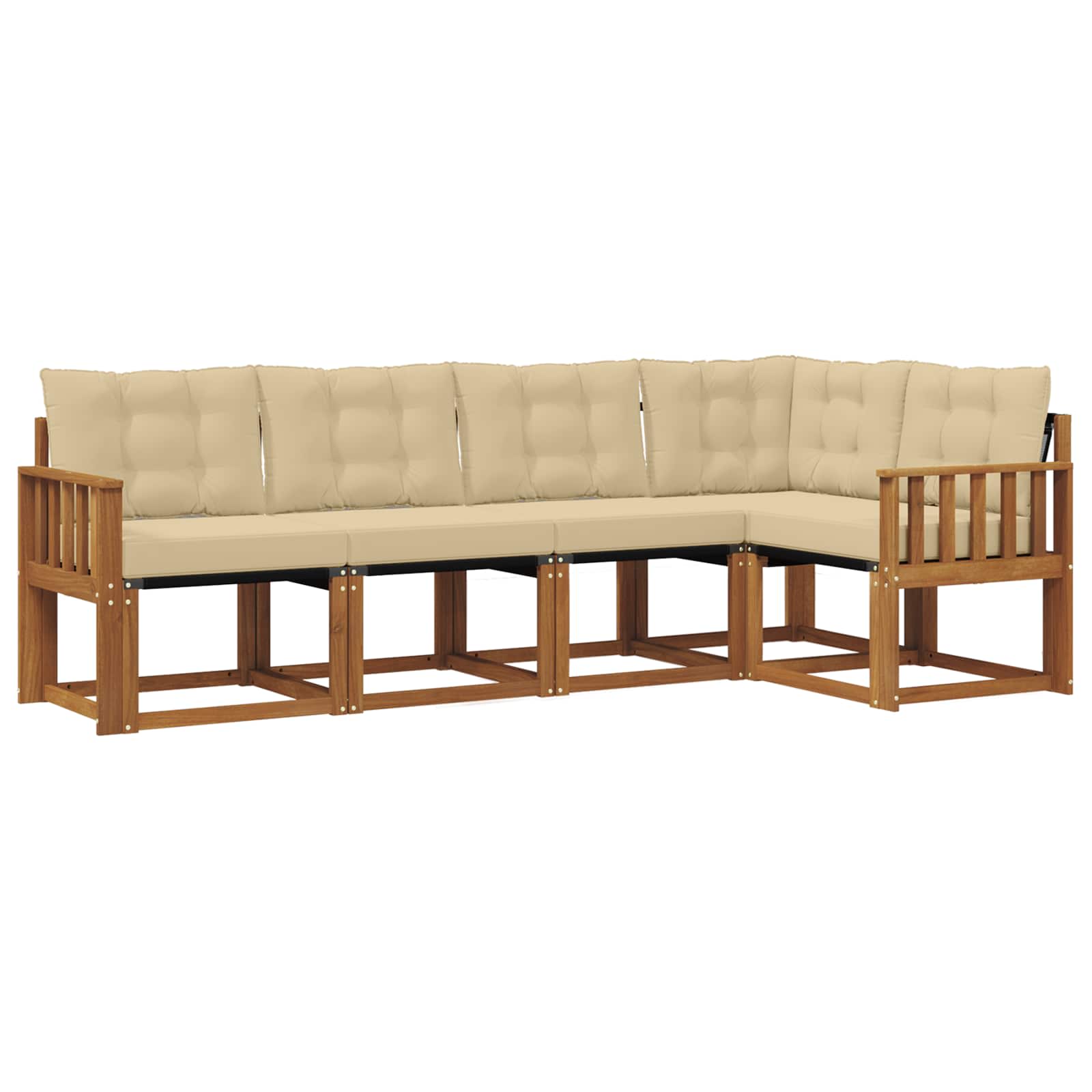 Buiten bankenset met kussen 5 pcs Natuurlijk en Beige is nu te koop bij PeponiXL, paradijselijk wonen!