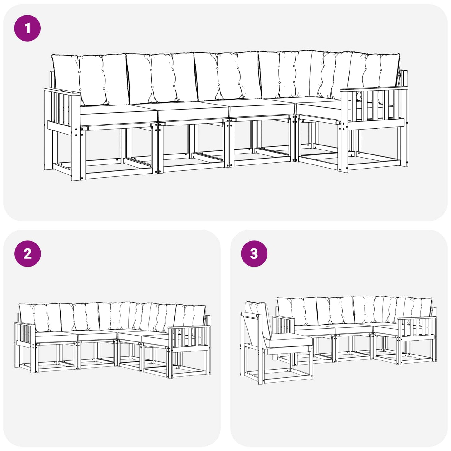 Buiten bankenset met kussen 5 pcs Natuurlijk en Beige is nu te koop bij PeponiXL, paradijselijk wonen!