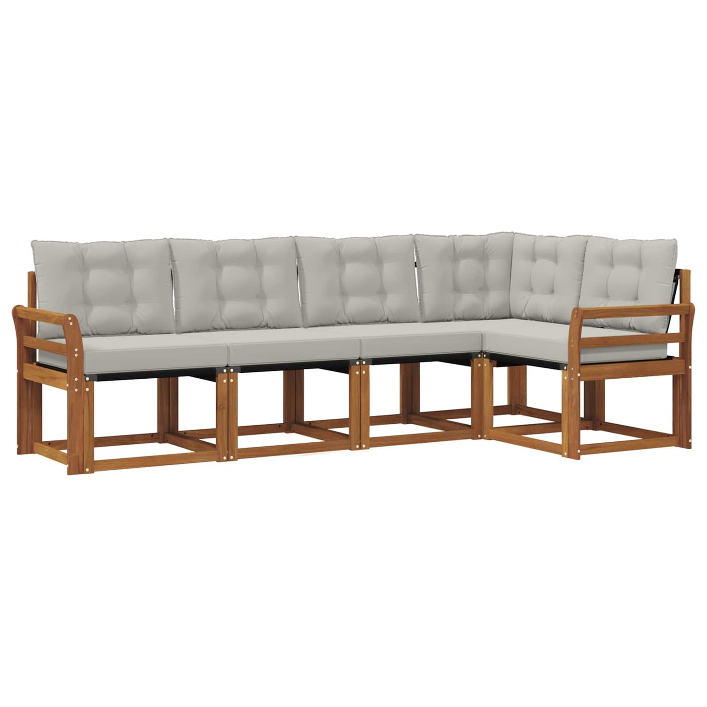 Buiten bankenset met kussen 5 pcs Natuurlijk en Lichtgrijs is nu te koop bij PeponiXL, paradijselijk wonen!