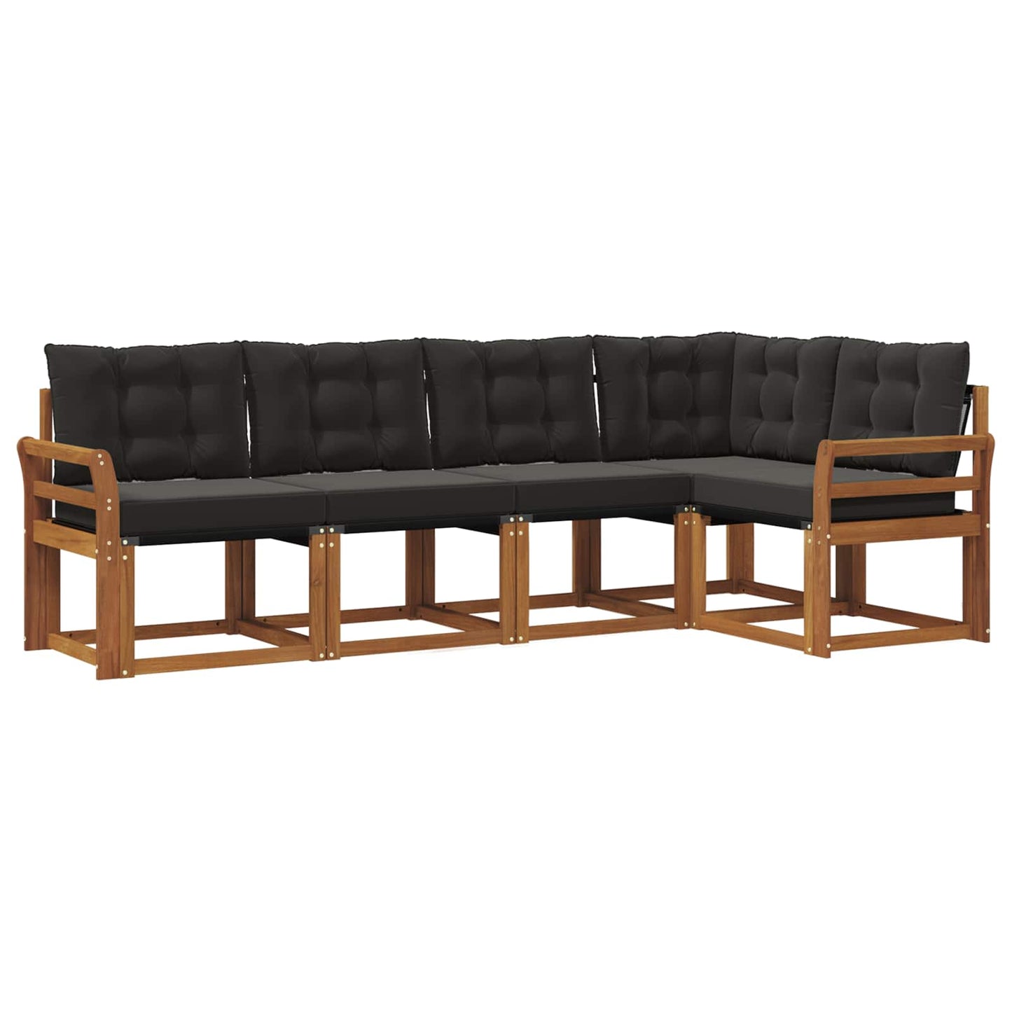 Buiten bankenset met kussen 5 pcs Natuurlijk en Zwart is nu te koop bij PeponiXL, paradijselijk wonen!