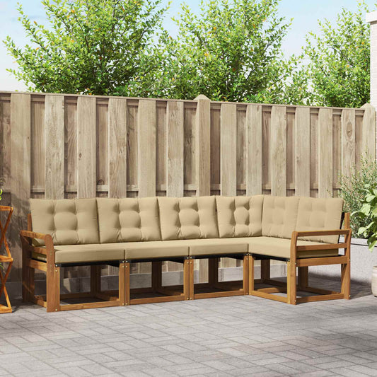 Buiten bankenset met kussen 5 pcs Natuurlijk en Beige is nu te koop bij PeponiXL, paradijselijk wonen!