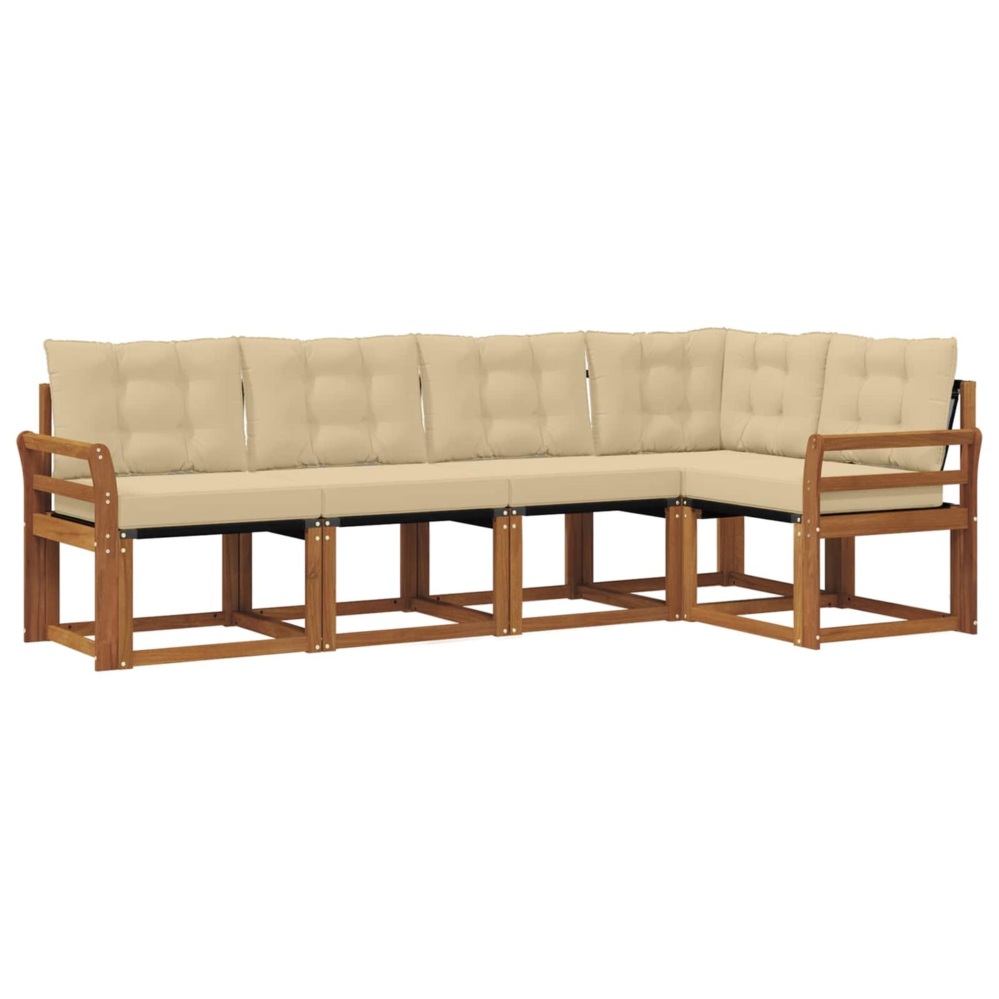 Buiten bankenset met kussen 5 pcs Natuurlijk en Beige is nu te koop bij PeponiXL, paradijselijk wonen!