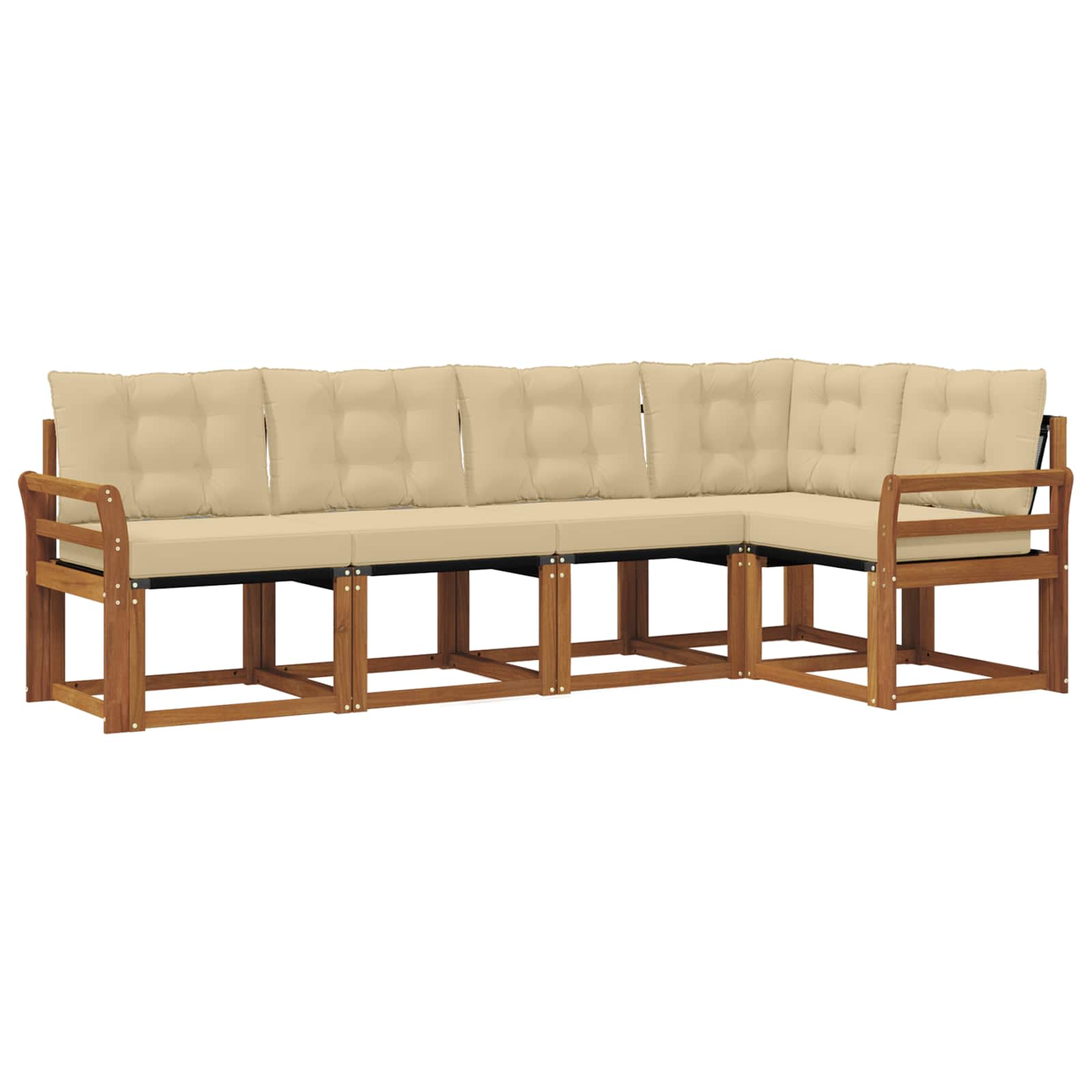 Buiten bankenset met kussen 5 pcs Natuurlijk en Beige is nu te koop bij PeponiXL, paradijselijk wonen!