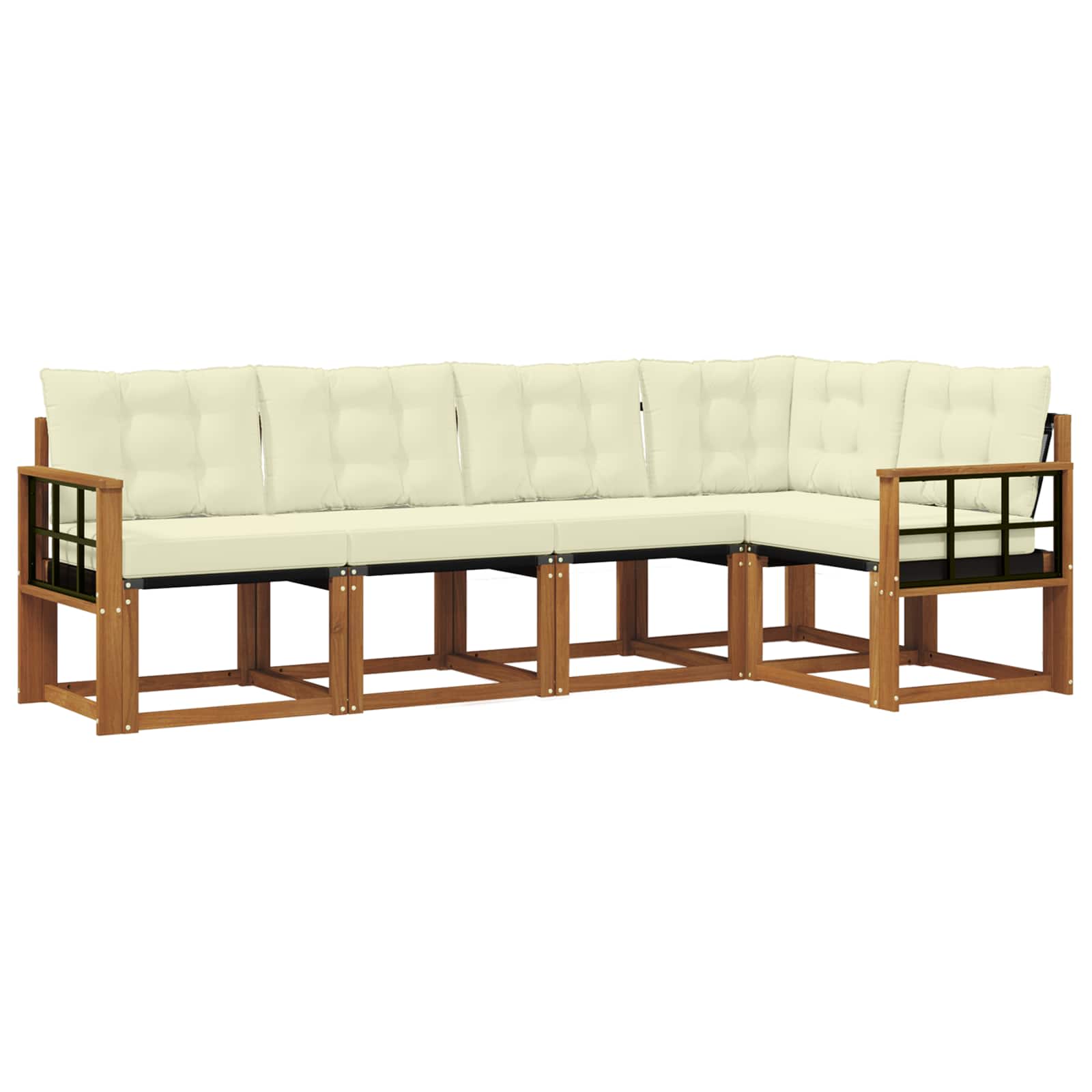 Buiten bankenset met kussen 5 pcs Natuurlijk en Crème is nu te koop bij PeponiXL, paradijselijk wonen!