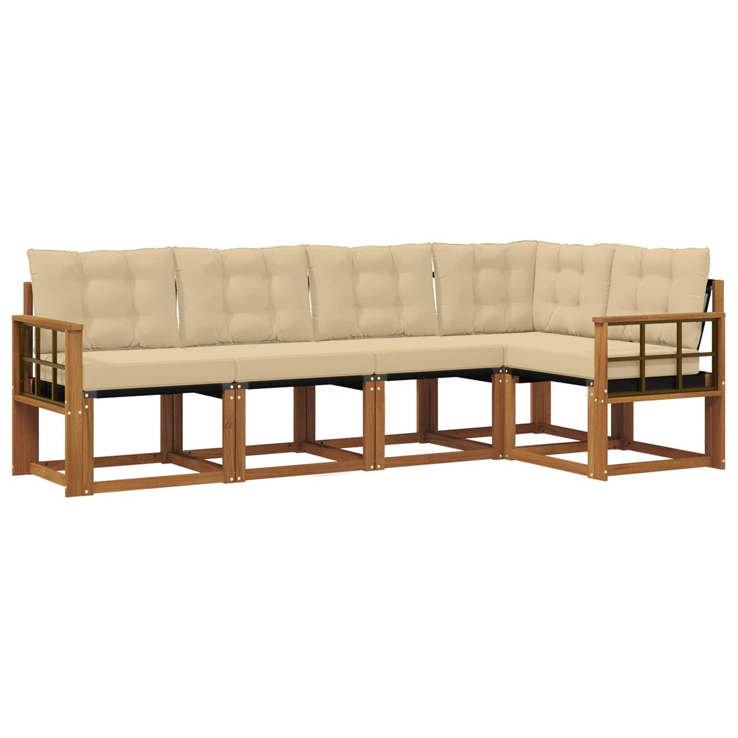 Buiten bankenset met kussen 5 pcs Natuurlijk en Beige is nu te koop bij PeponiXL, paradijselijk wonen!