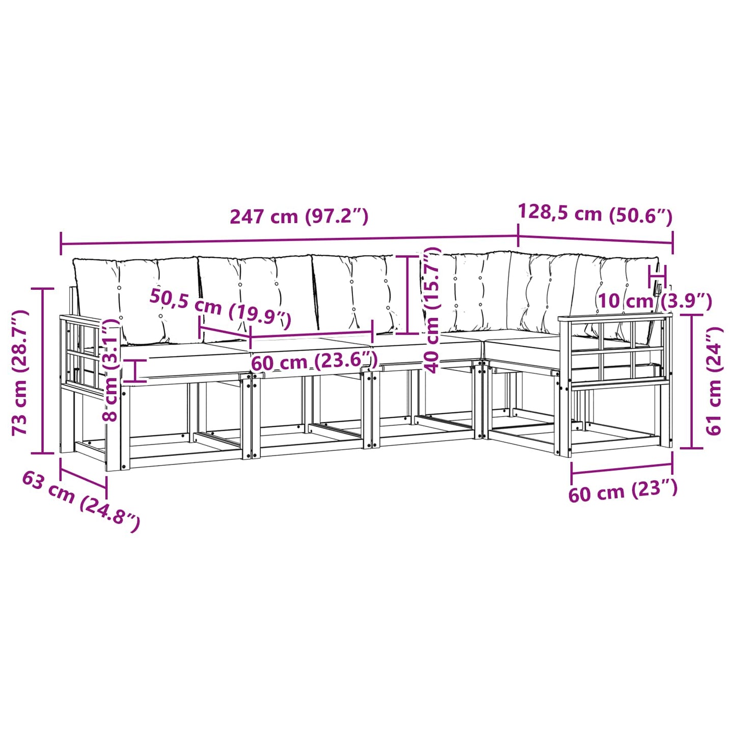 Buiten bankenset met kussen 5 pcs Natuurlijk en Beige is nu te koop bij PeponiXL, paradijselijk wonen!