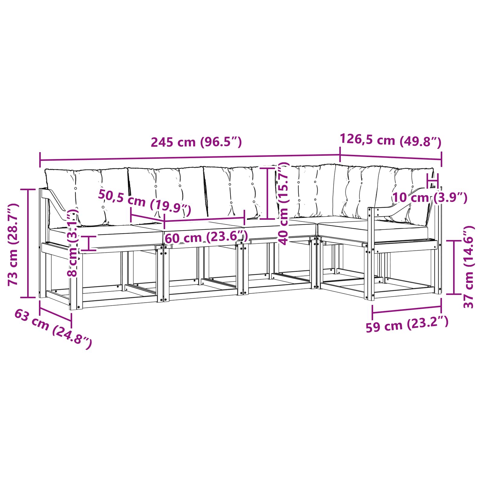 Buiten bankenset met kussen 5 pcs Natuurlijk en Crème is nu te koop bij PeponiXL, paradijselijk wonen!