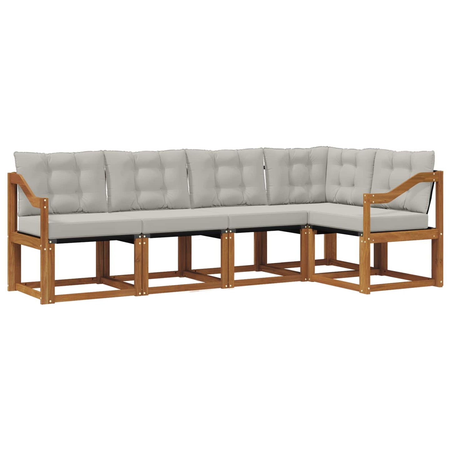 Buiten bankenset met kussen 5 pcs Natuurlijk en Lichtgrijs is nu te koop bij PeponiXL, paradijselijk wonen!