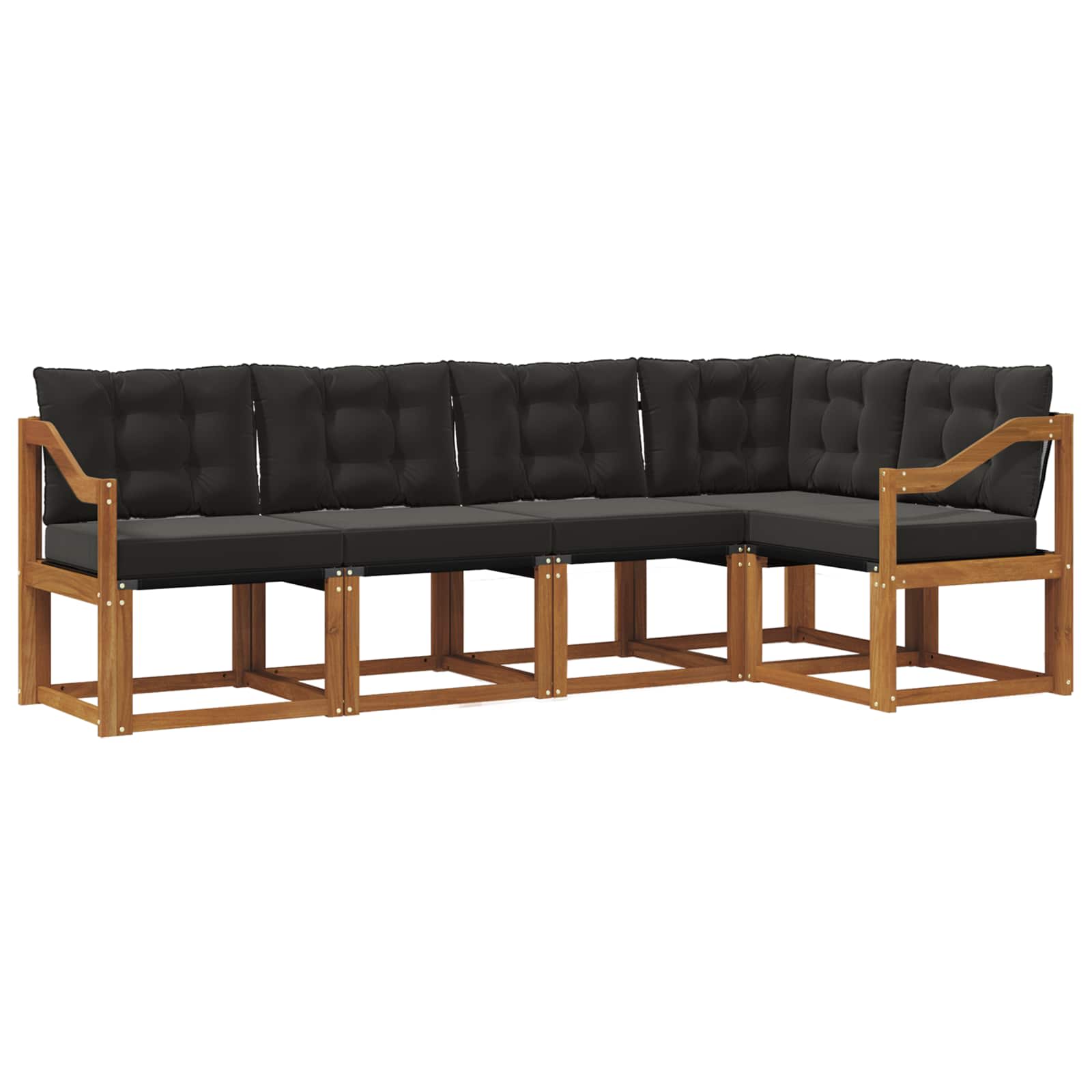 Buiten bankenset met kussen 5 pcs Natuurlijk en Zwart is nu te koop bij PeponiXL, paradijselijk wonen!