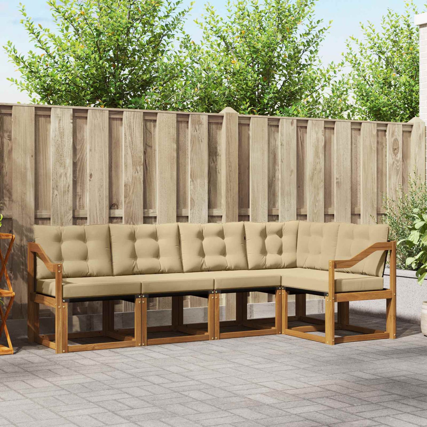 Buiten bankenset met kussen 5 pcs Natuurlijk en Beige is nu te koop bij PeponiXL, paradijselijk wonen!