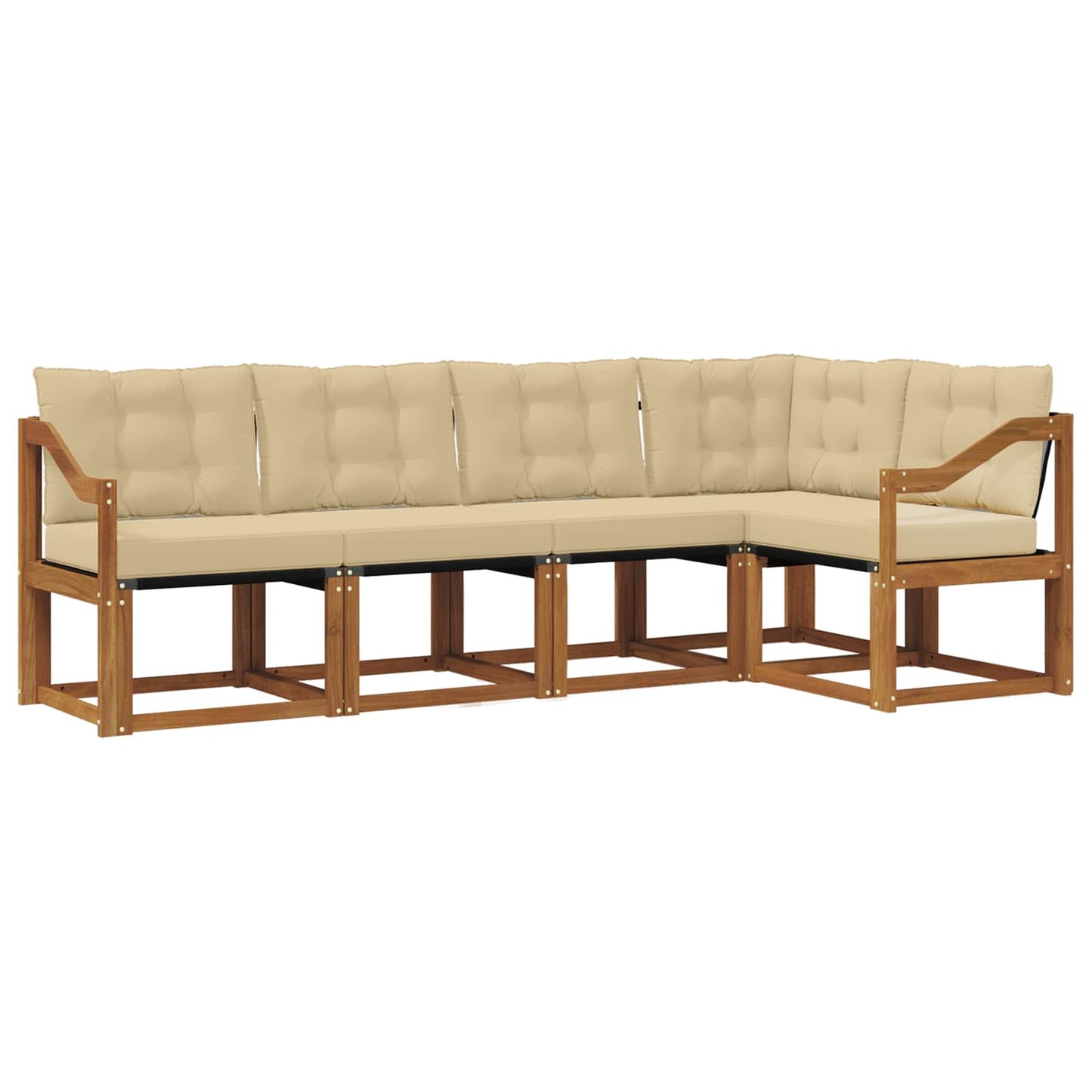 Buiten bankenset met kussen 5 pcs Natuurlijk en Beige is nu te koop bij PeponiXL, paradijselijk wonen!