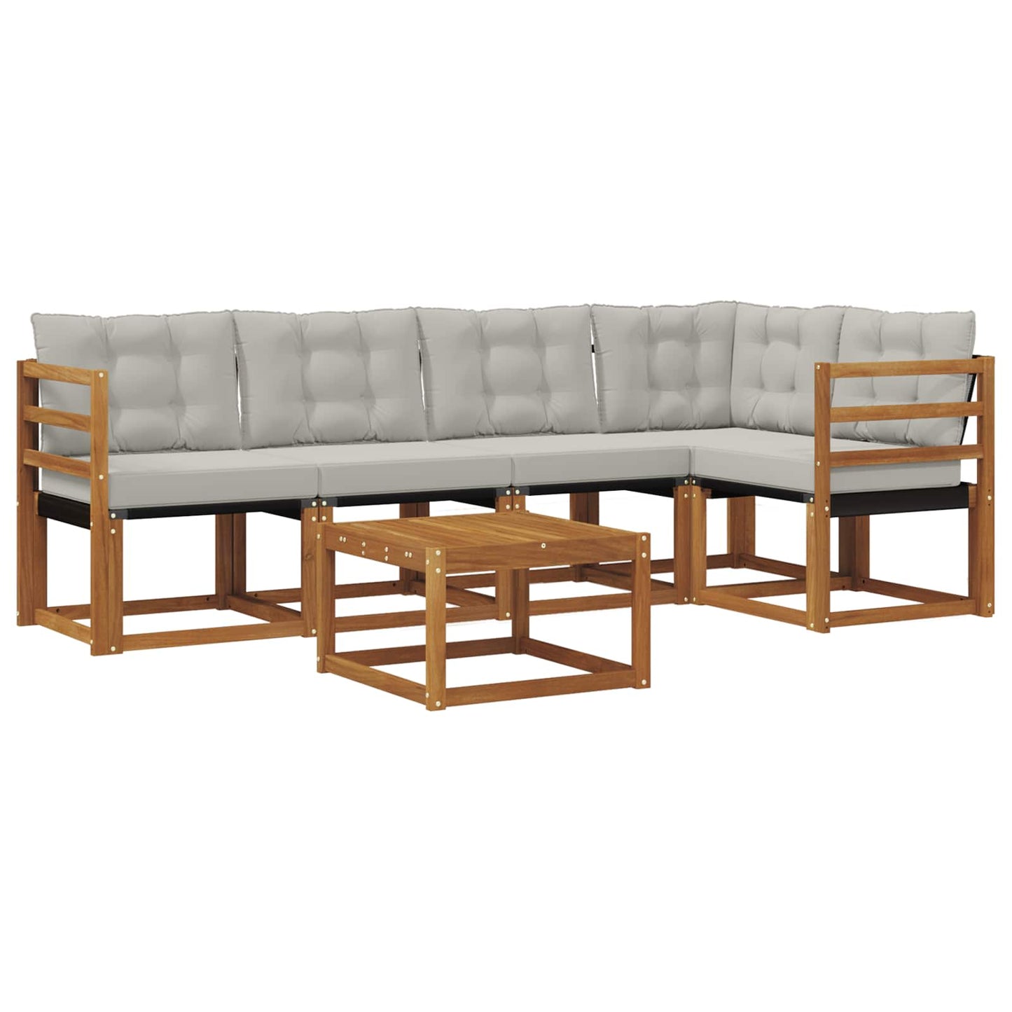 Buiten bankenset met kussen 6 pcs Natuurlijk en Lichtgrijs is nu te koop bij PeponiXL, paradijselijk wonen!