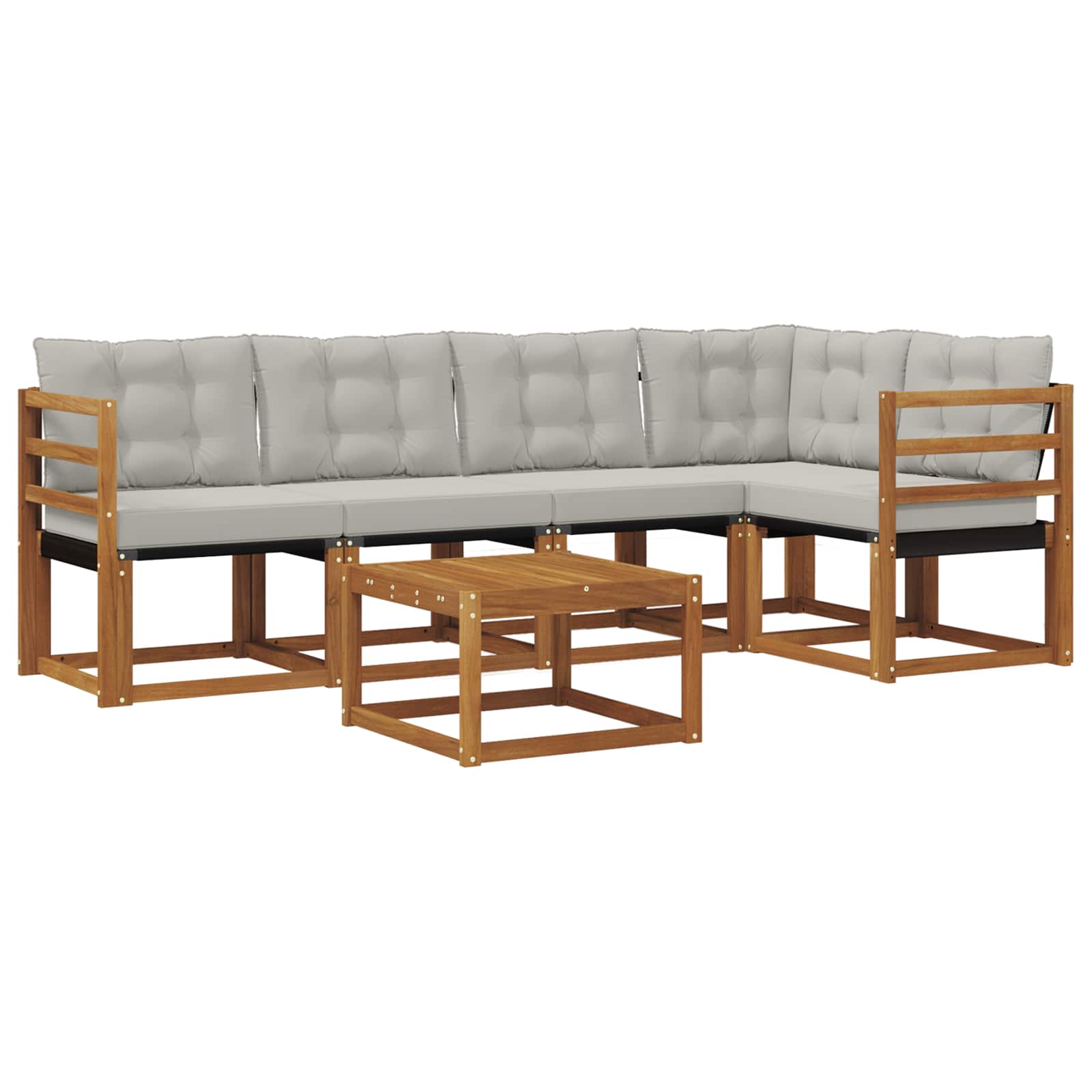 Buiten bankenset met kussen 6 pcs Natuurlijk en Lichtgrijs is nu te koop bij PeponiXL, paradijselijk wonen!