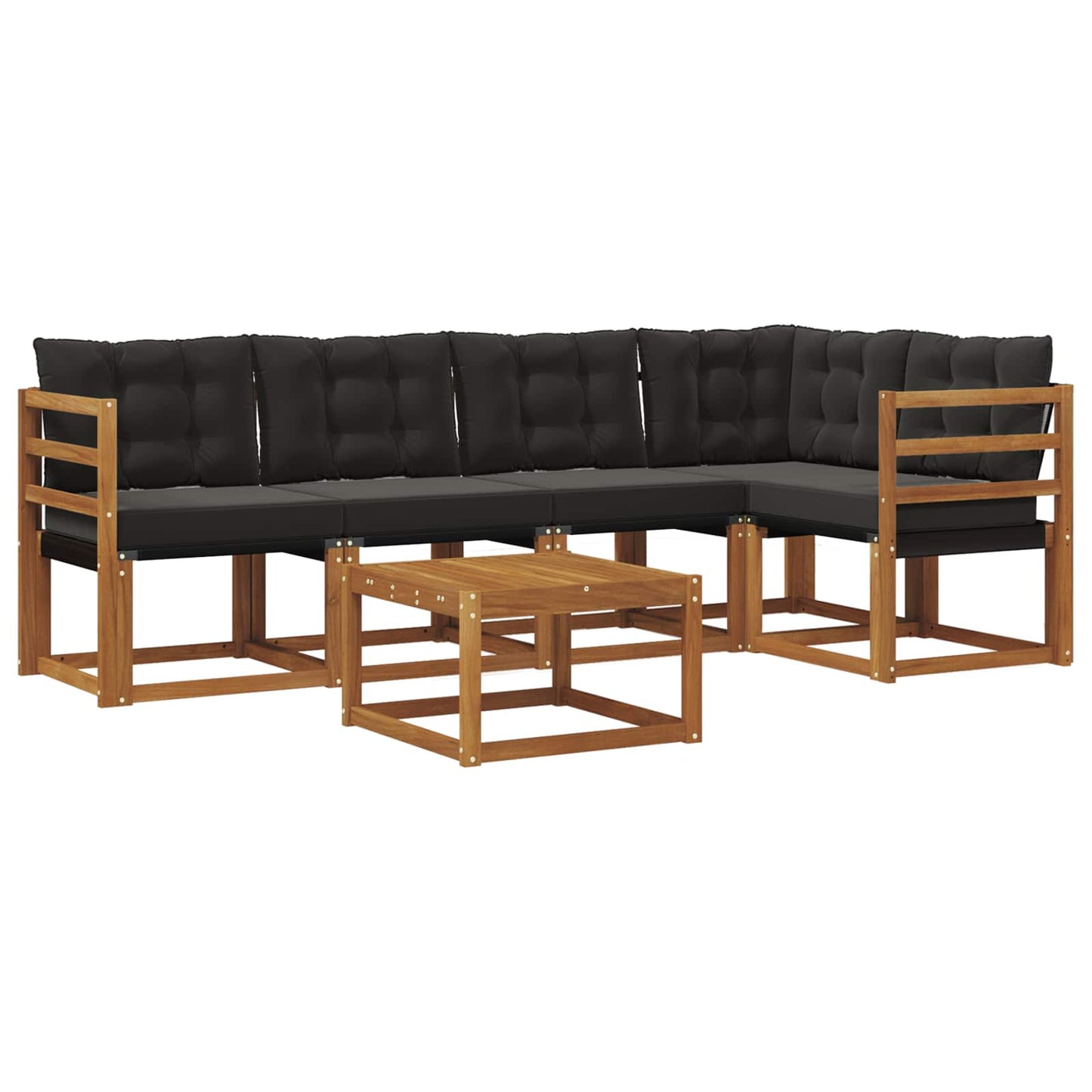 Buiten bankenset met kussen 6 pcs Natuurlijk en Zwart is nu te koop bij PeponiXL, paradijselijk wonen!